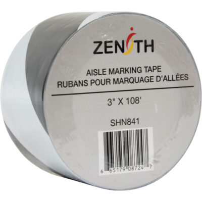 Aisle Marking Tape, 3" x 108', PVC, Noir et blanc