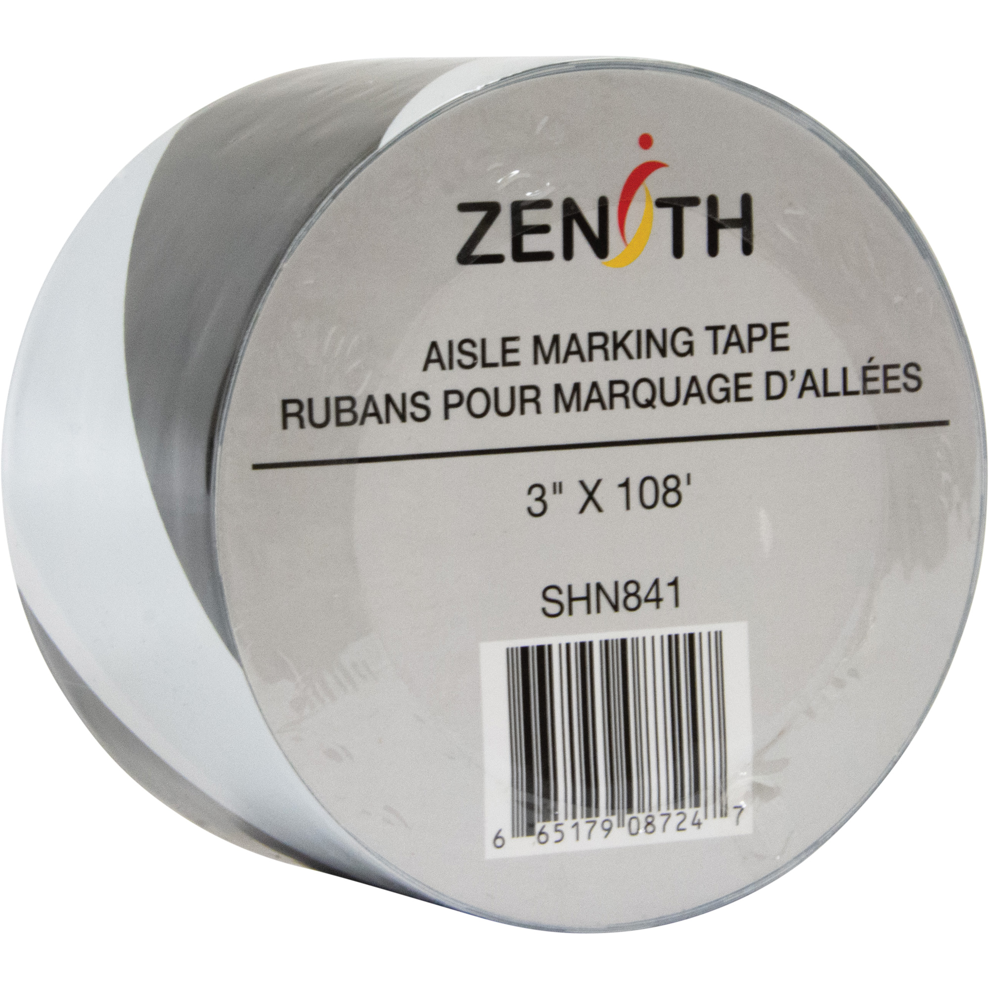 Aisle Marking Tape, 3" x 108', PVC, Noir et blanc
