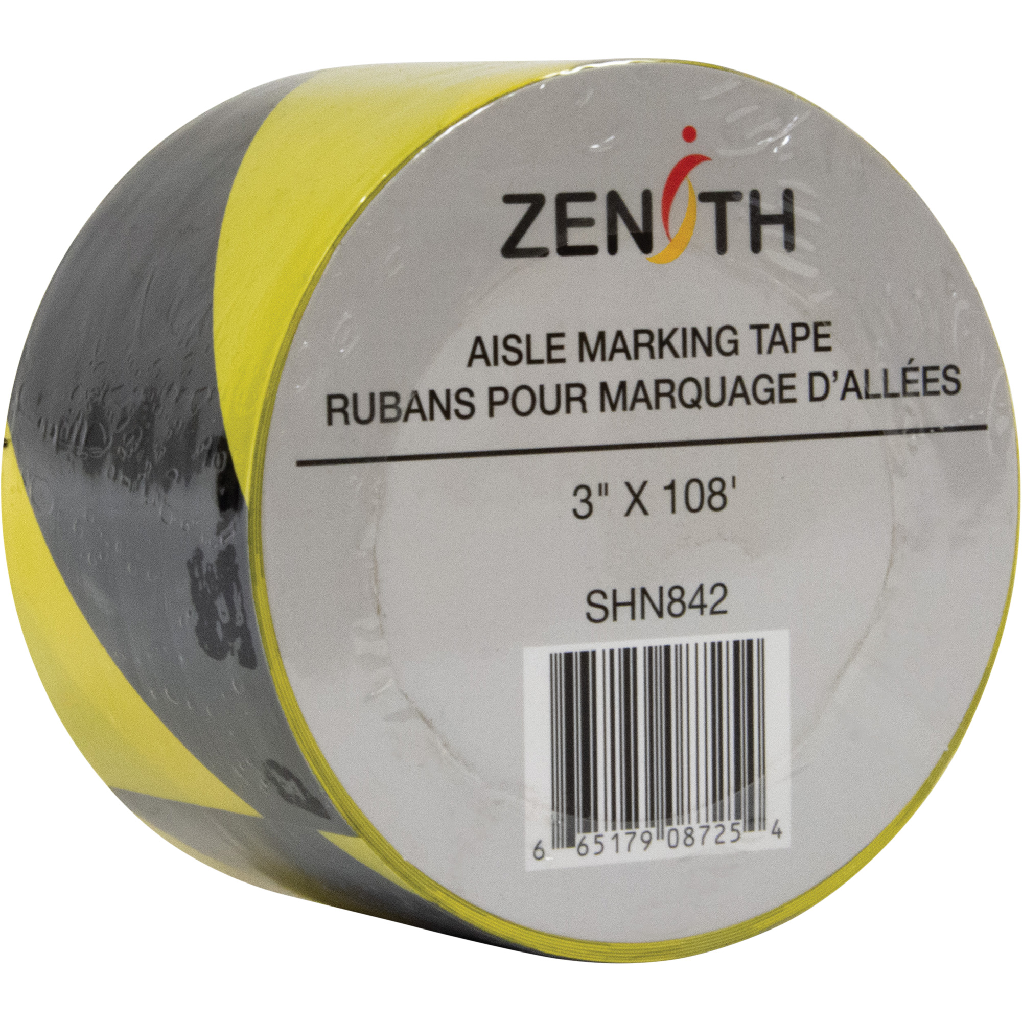 Aisle Marking Tape, 3" x 108', PVC, Noir et jaune
