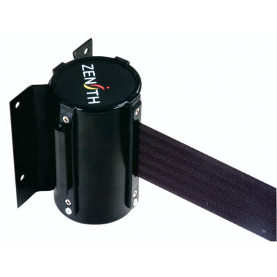 Barrière à fixation murale, Acier, Fixation par vis, 12', Ruban Noir