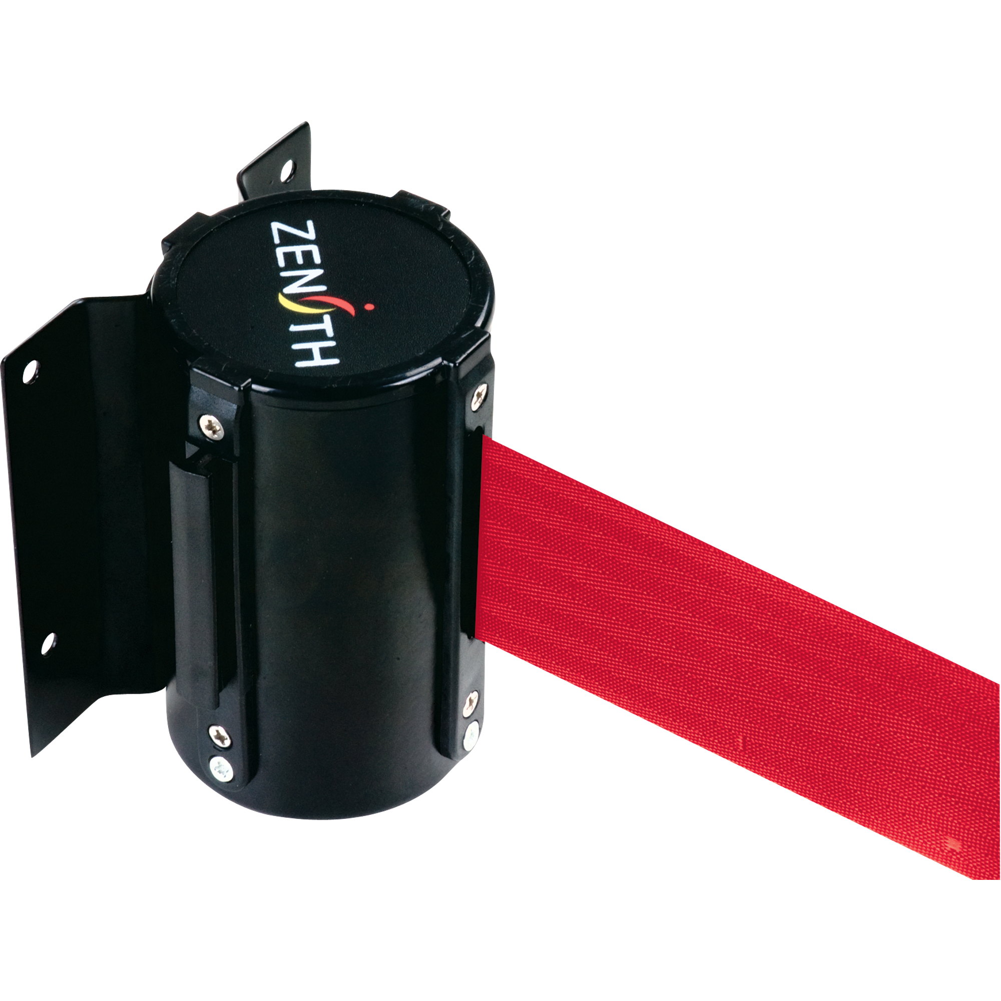 Barrière à fixation murale, Acier, Fixation par vis, 12', Ruban Rouge