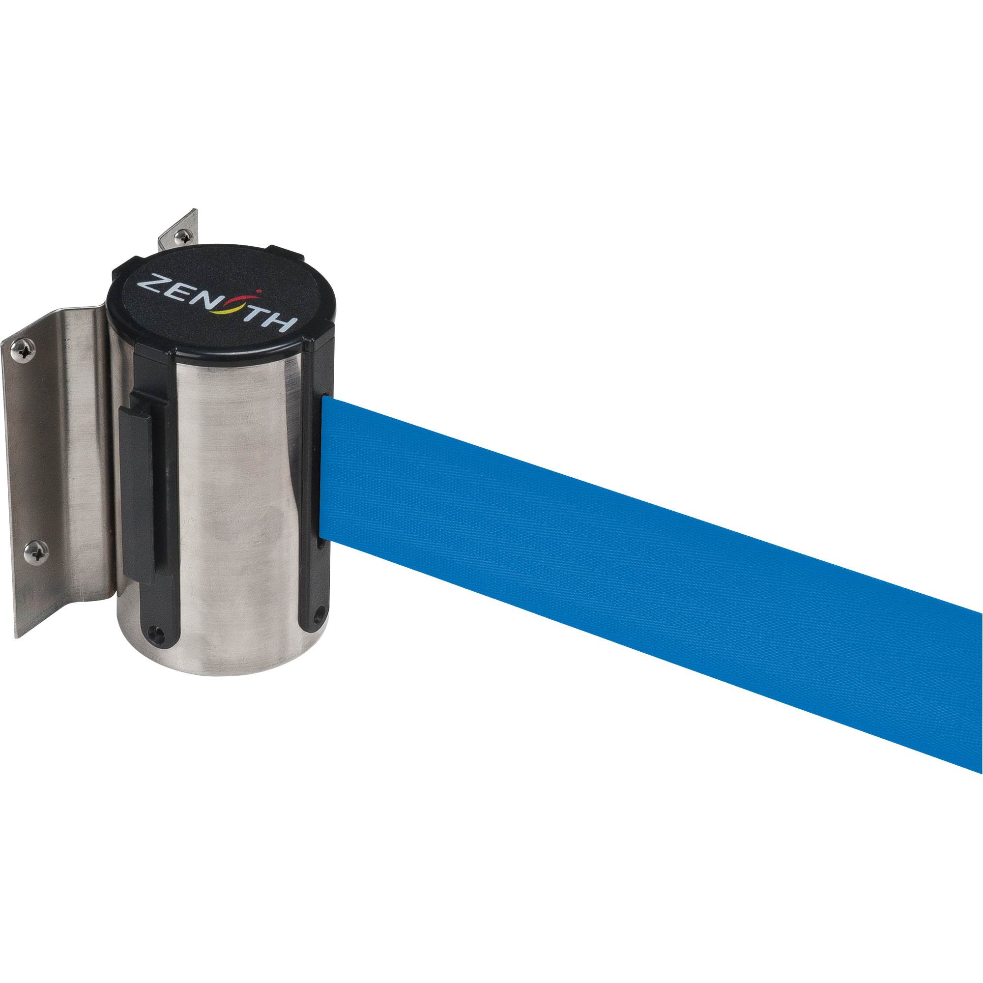Barrière à fixation murale, Acier, Fixation par vis, 7', Ruban Bleu