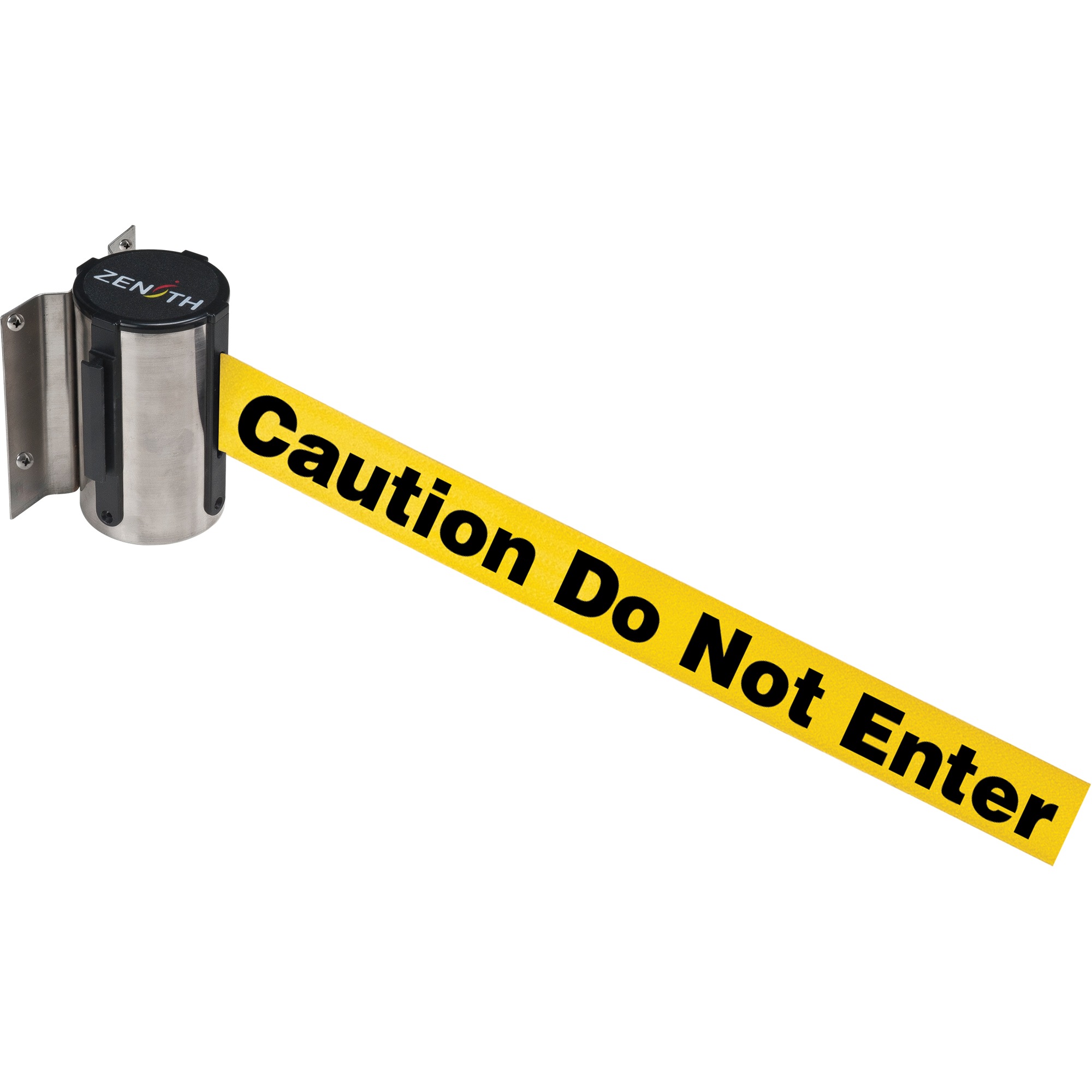 Barrière à fixation murale, Acier, Fixation par vis, 7', Ruban Jaune