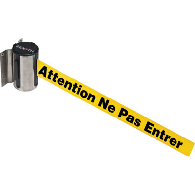 Barrière à fixation murale, Acier, Fixation par vis, 7', Ruban Jaune