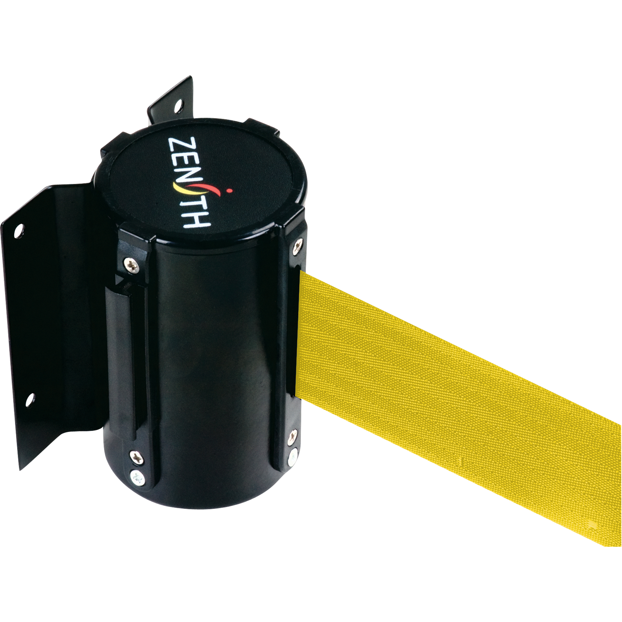 Barrière à fixation murale, Acier, Fixation par vis, 7', Ruban Jaune