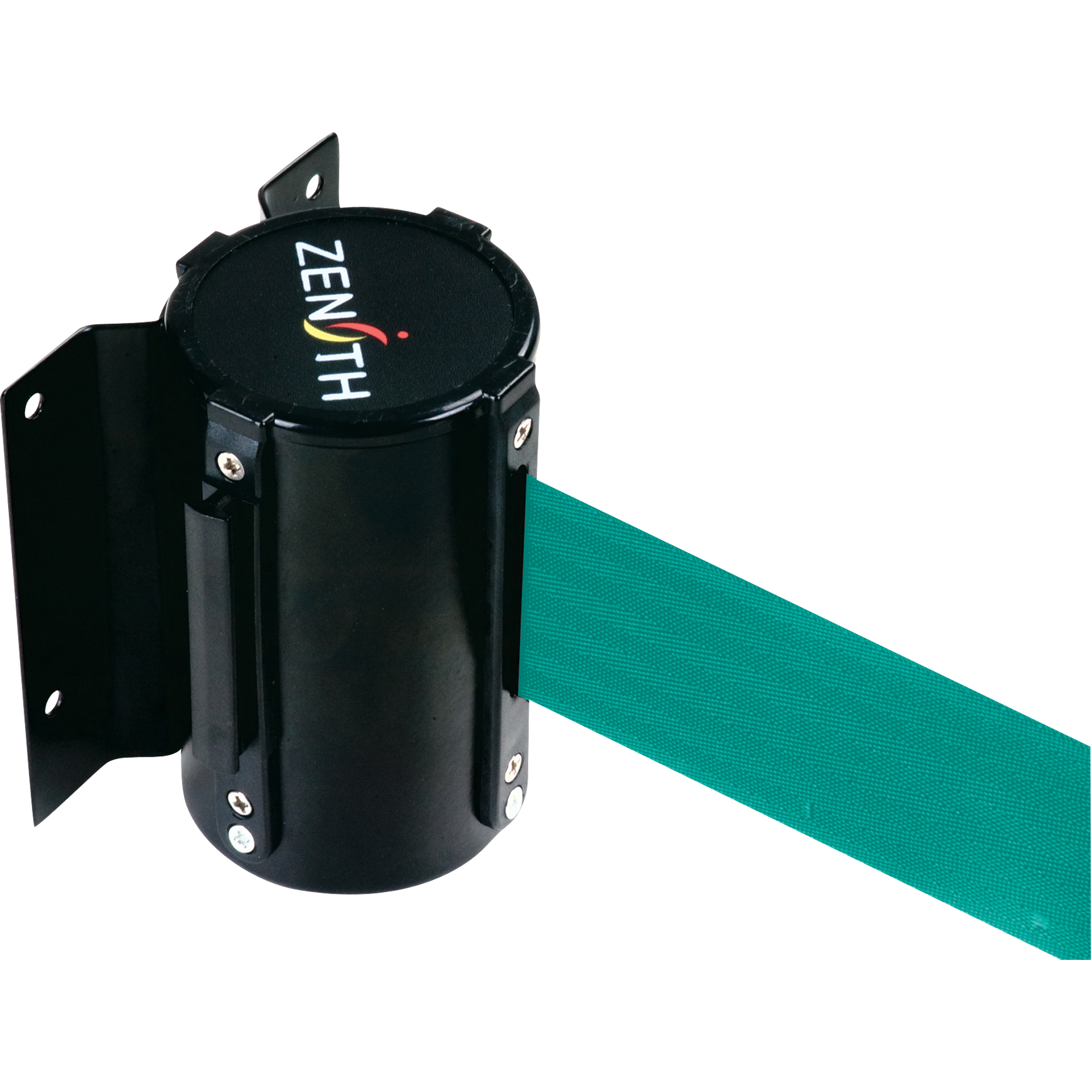 Barrière à fixation murale, Acier, Fixation par vis, 7', Ruban Vert