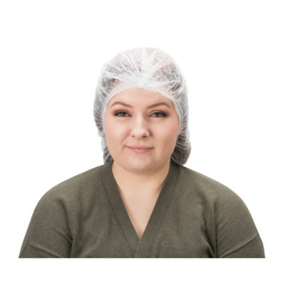 Bonnet bouffant plissé, Polypropylène, 21", Blanc