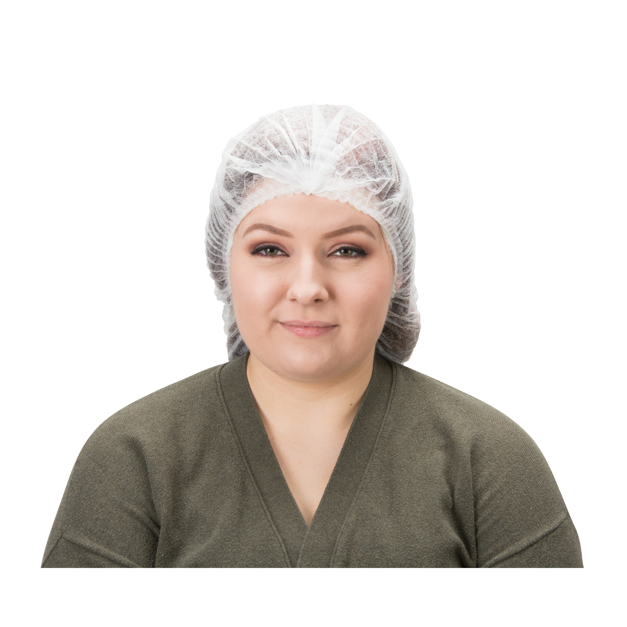 Bonnet bouffant plissé, Polypropylène, 21", Blanc
