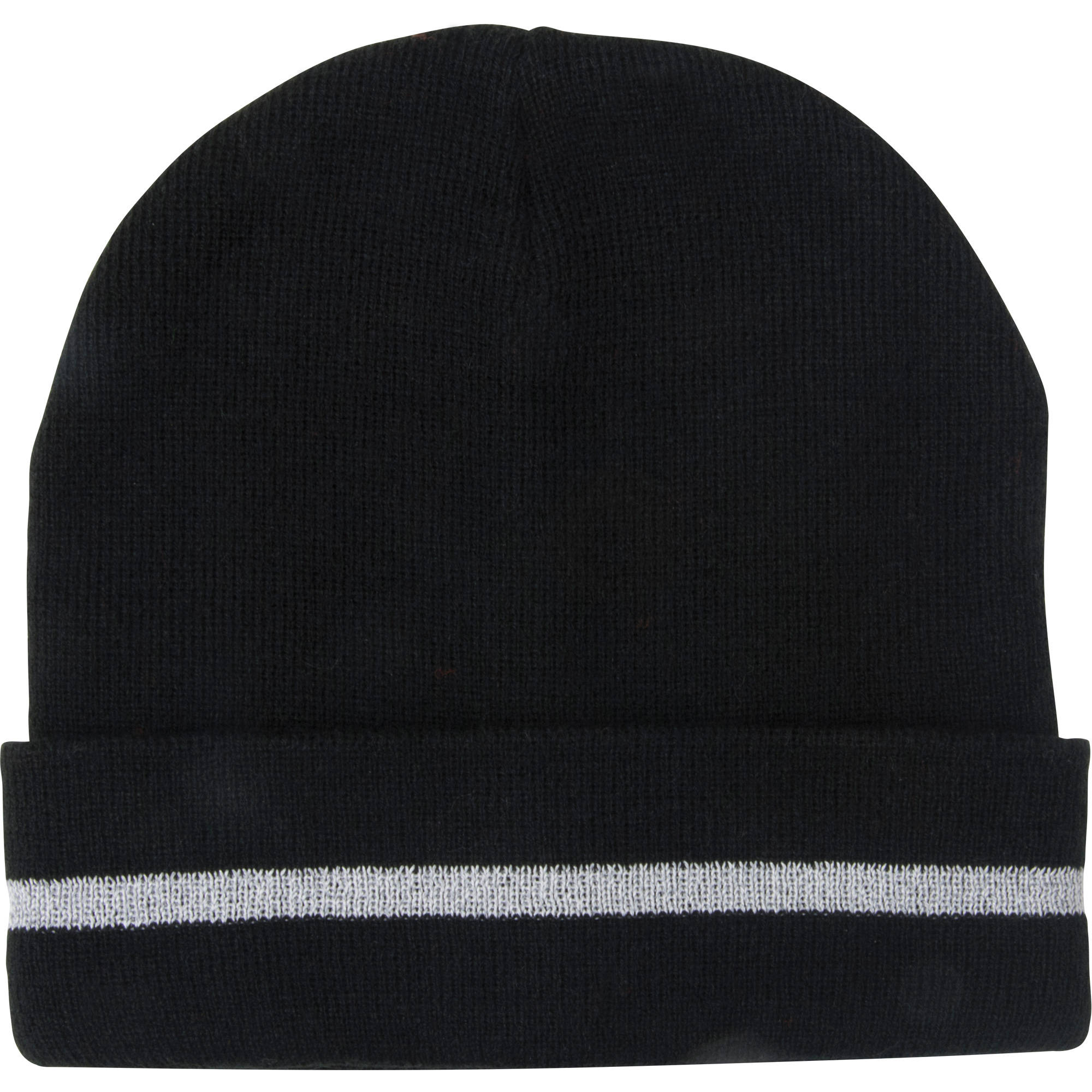 Bonnet en tricot avec bande réfléchissante argentée, Taille unique, Noir