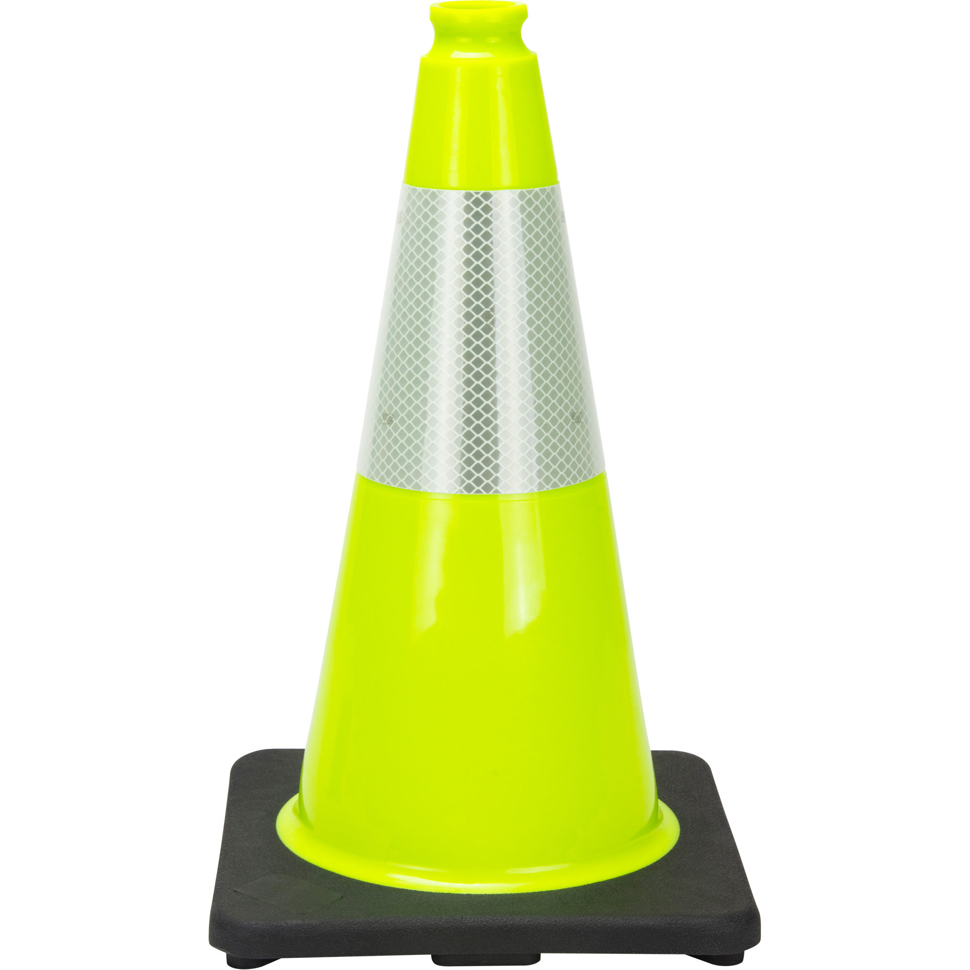 Cône de signalisation de première qualité, 18", Vert lime, Bande(s) réfléchissante(s) 6"