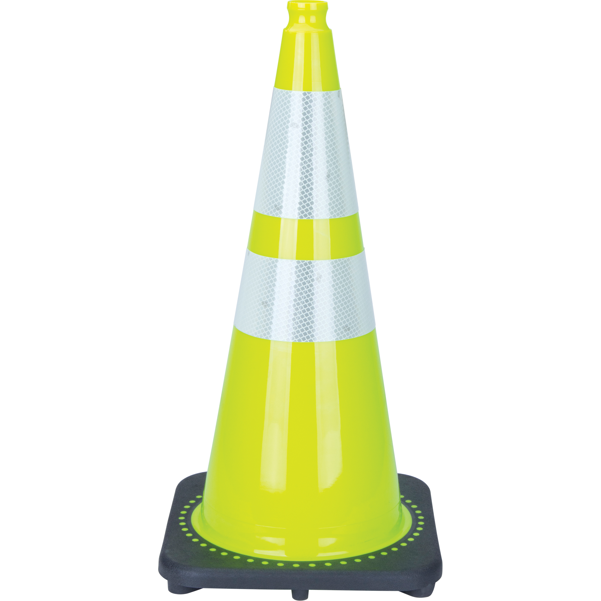 Cône de signalisation de première qualité, 28", Vert lime, Bande(s) réfléchissante(s) 4" & 6"