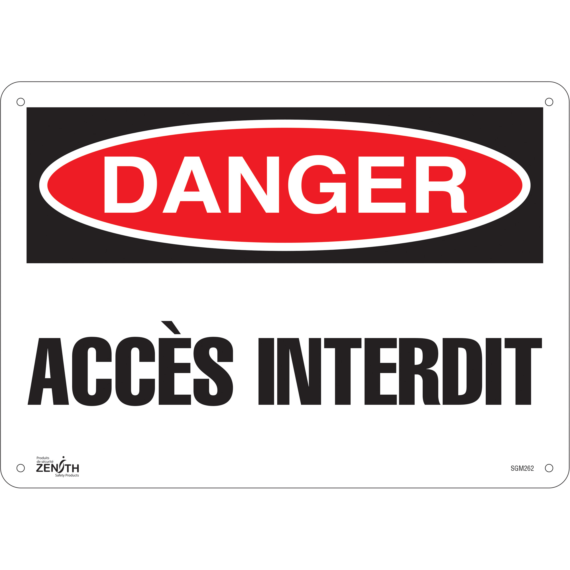 Enseigne «Accès Interdit», 10" x 14", Aluminium, Français