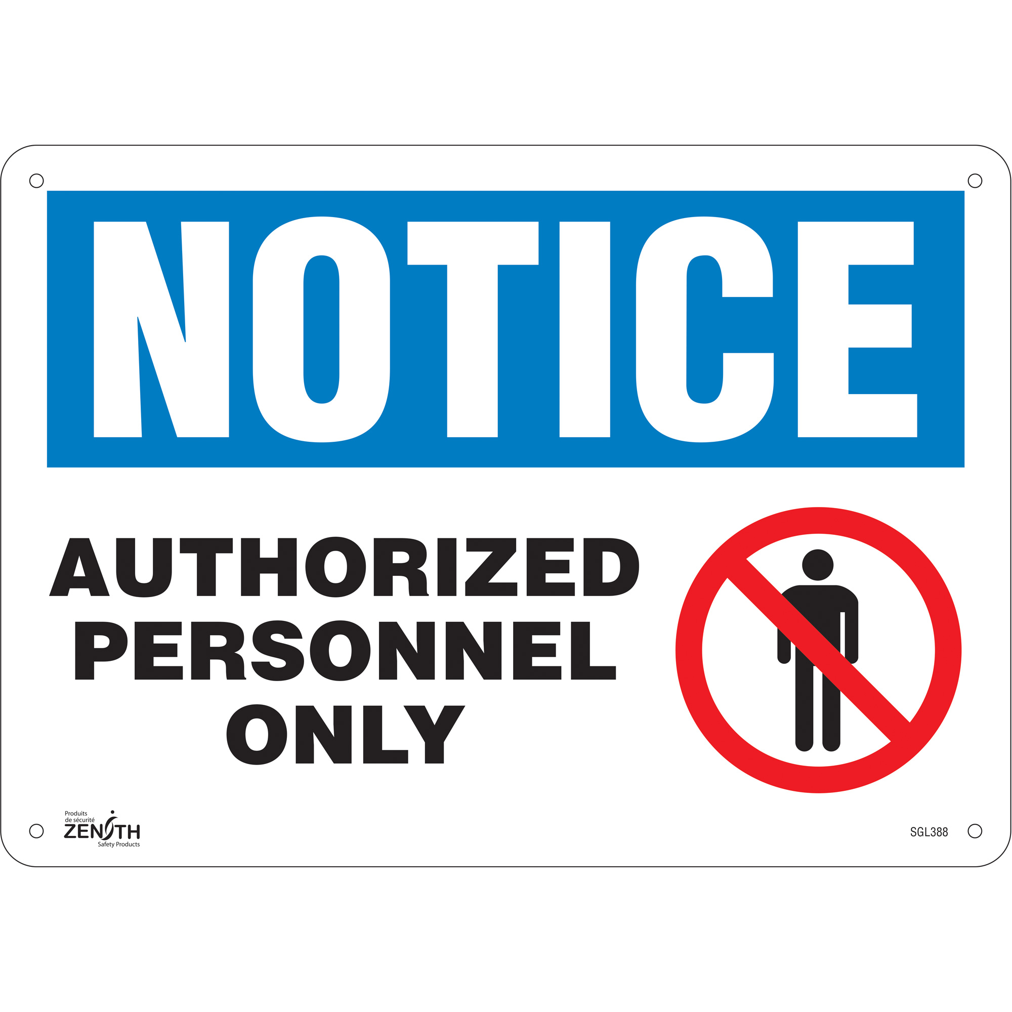 Enseigne «Authorized Personnel Only», 10" x 14", Aluminium, Anglais avec pictogramme