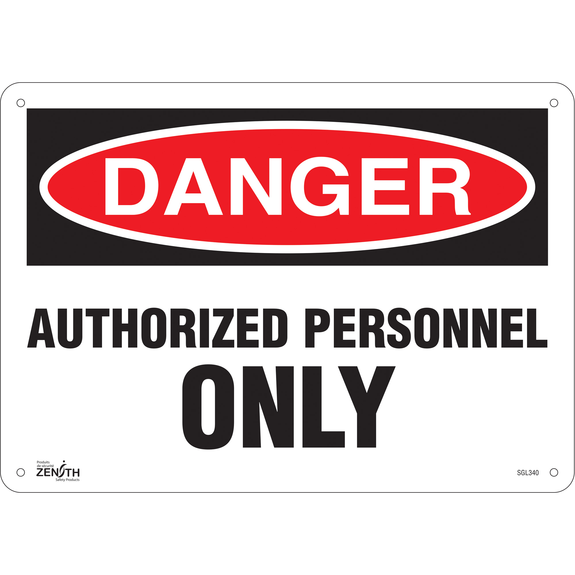 Enseigne «Authorized Personnel Only», 10" x 14", Aluminium, Anglais