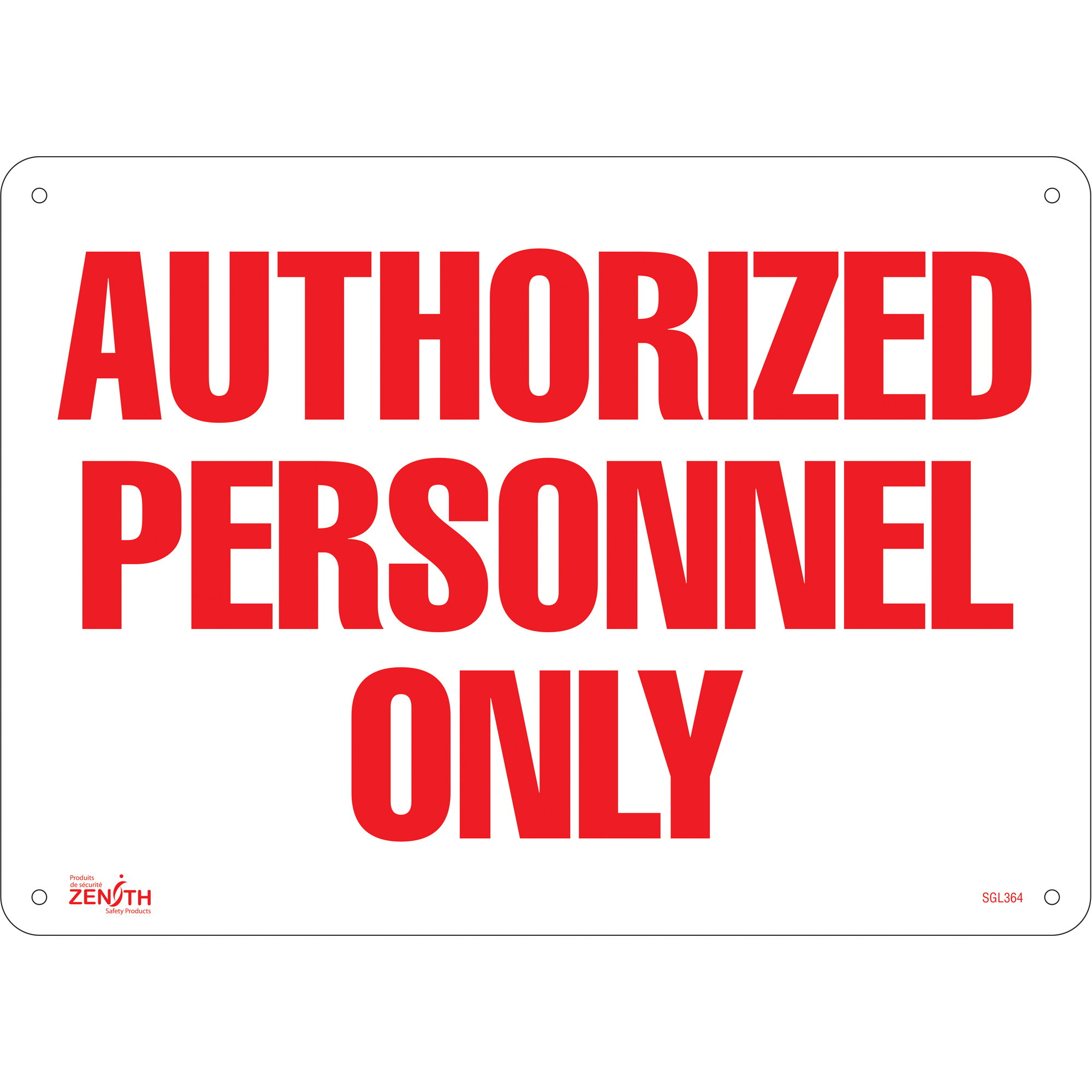 Enseigne «Authorized Personnel Only», 10" x 14", Aluminium, Anglais