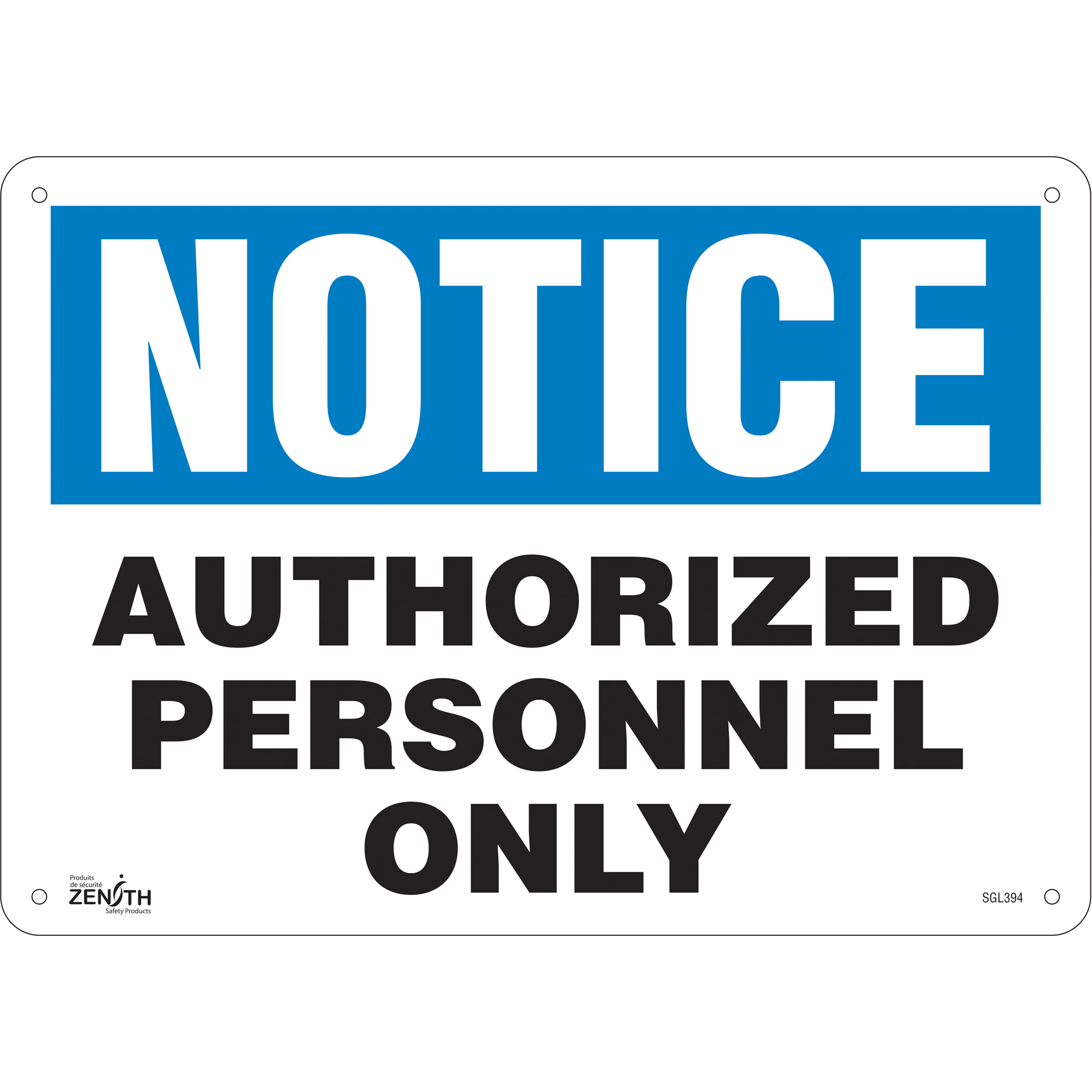 Enseigne «Authorized Personnel Only», 10" x 14", Aluminium, Anglais