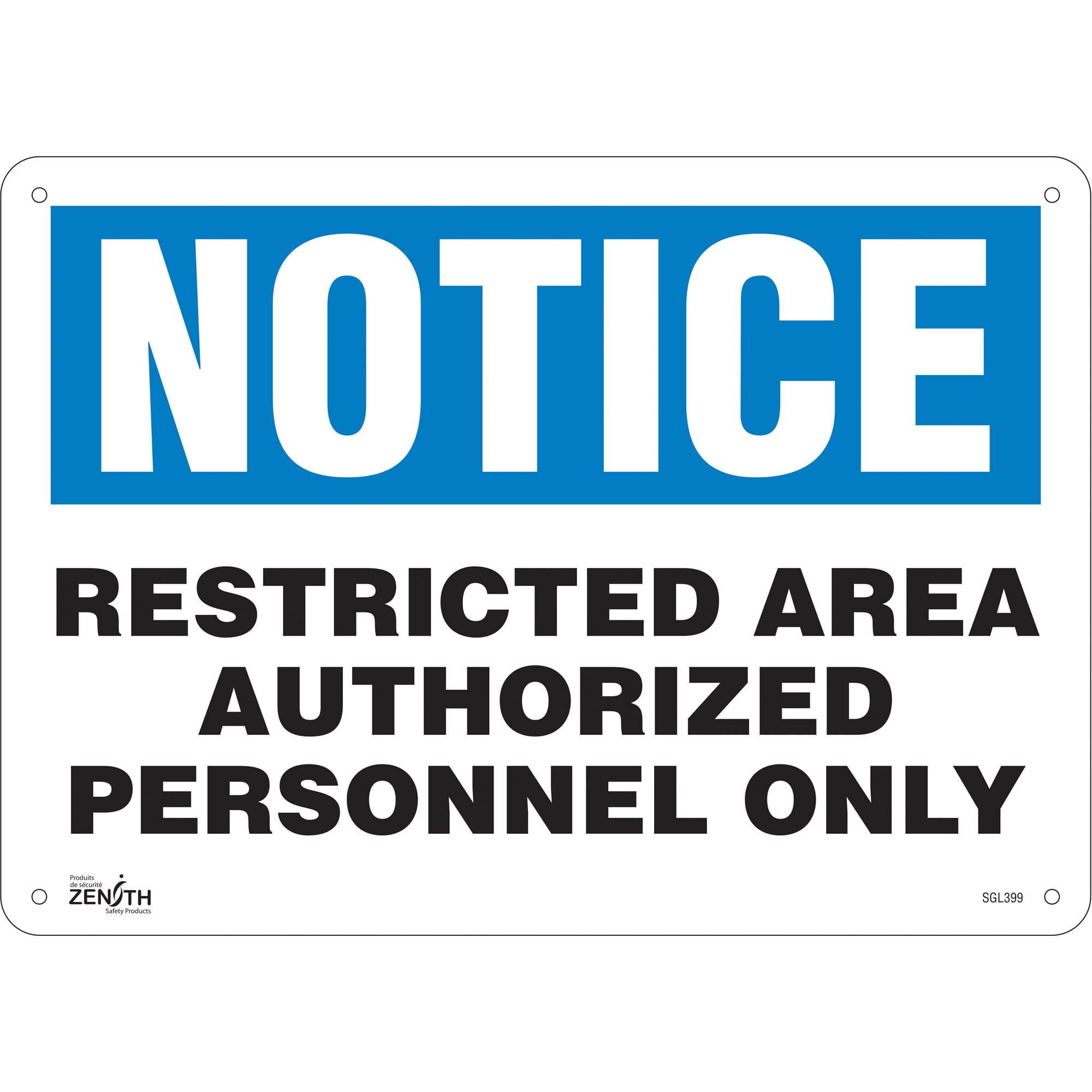 Enseigne «Authorized Personnel Only», 10" x 14", Plastique, Anglais