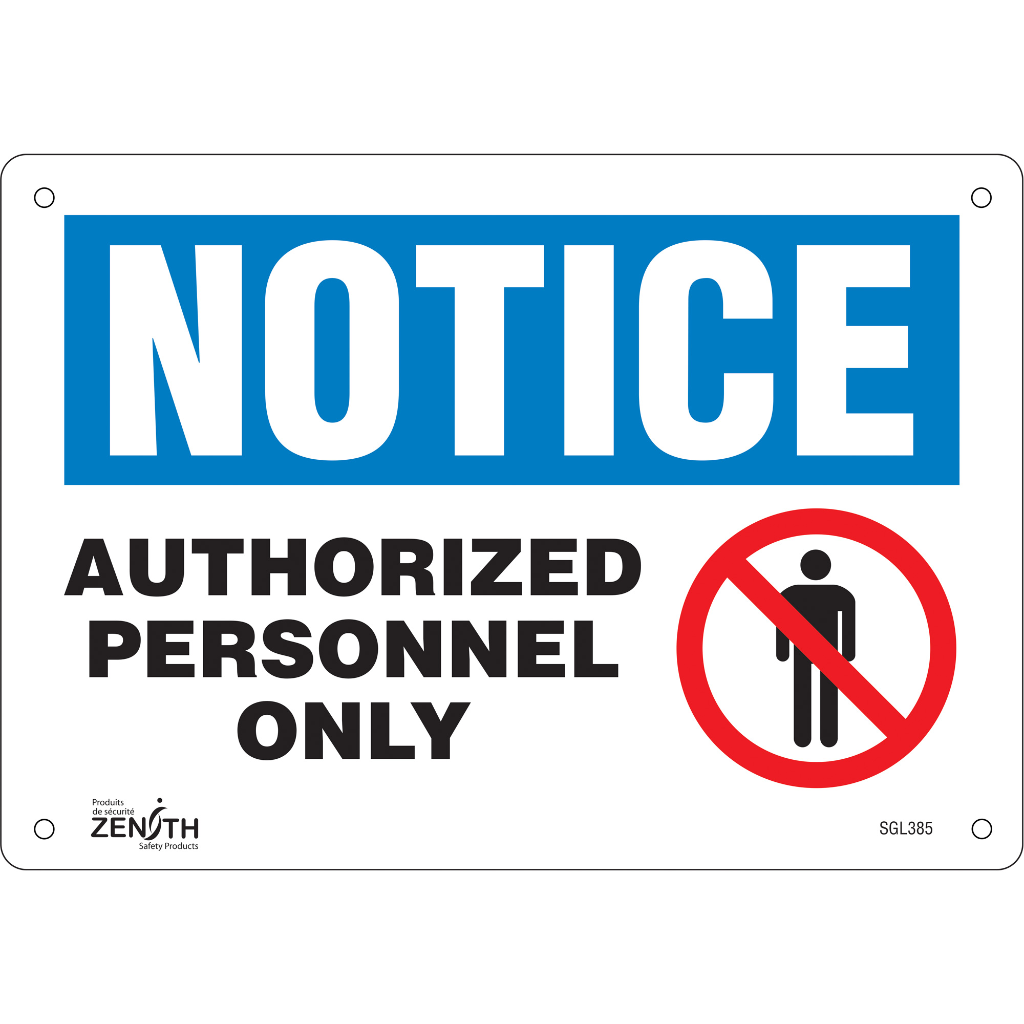 Enseigne «Authorized Personnel Only», 7" x 10", Aluminium, Anglais avec pictogramme
