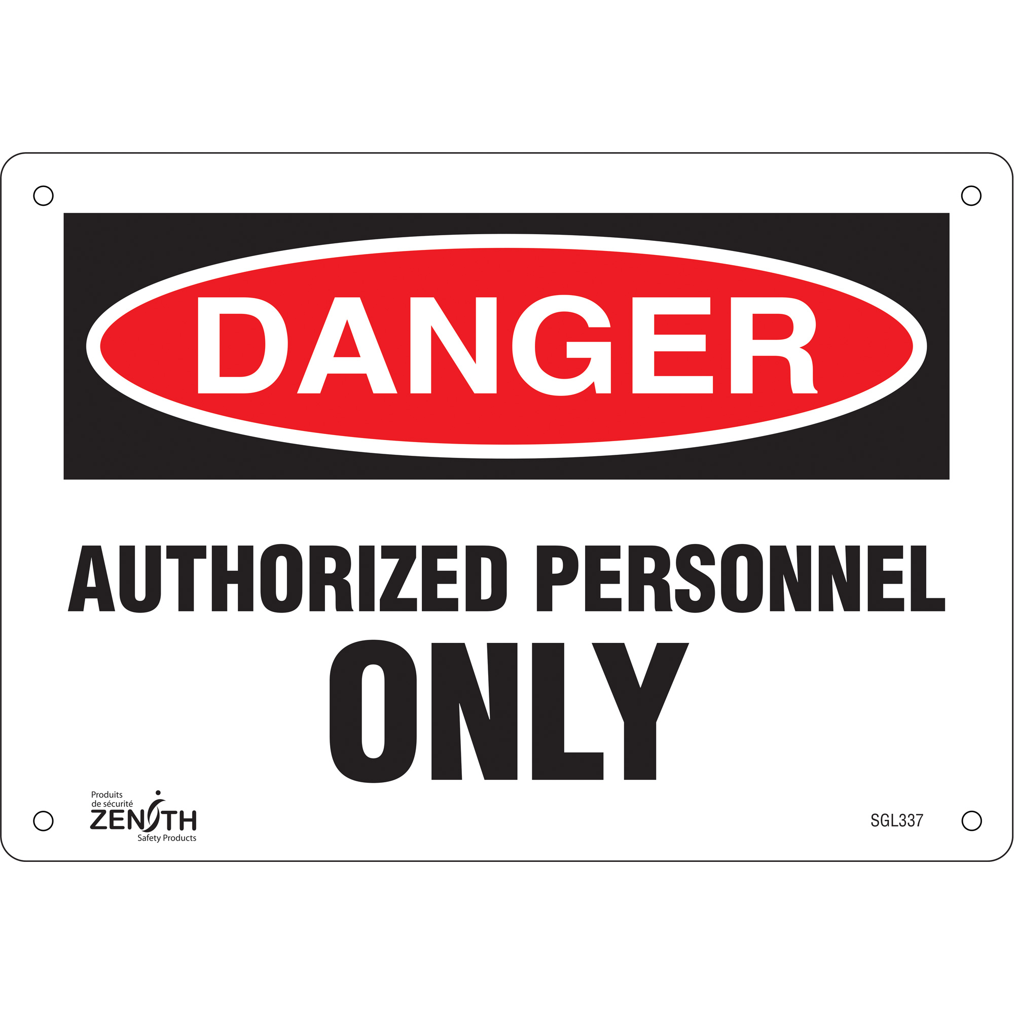 Enseigne «Authorized Personnel Only», 7" x 10", Aluminium, Anglais