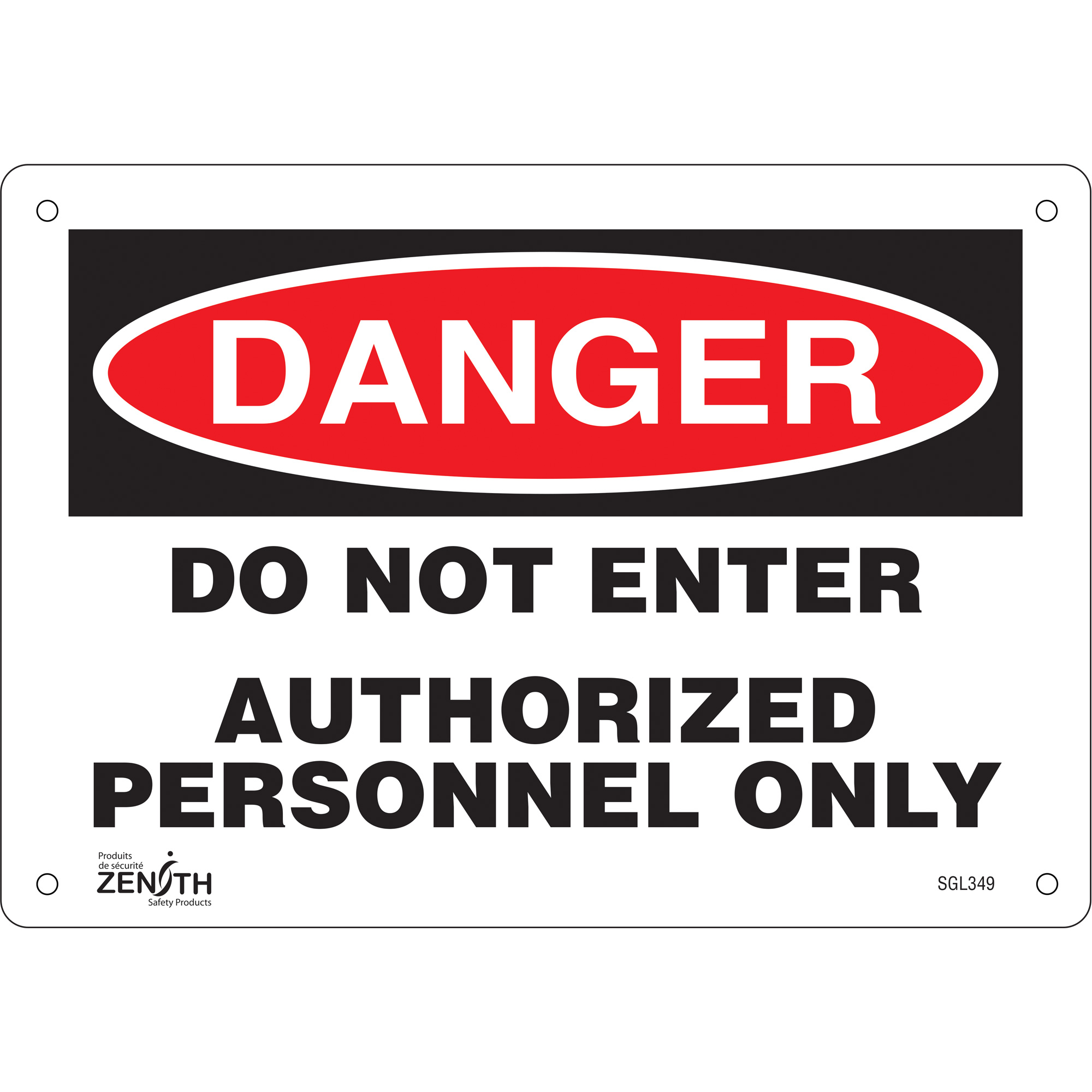 Enseigne «Authorized Personnel Only», 7" x 10", Aluminium, Anglais