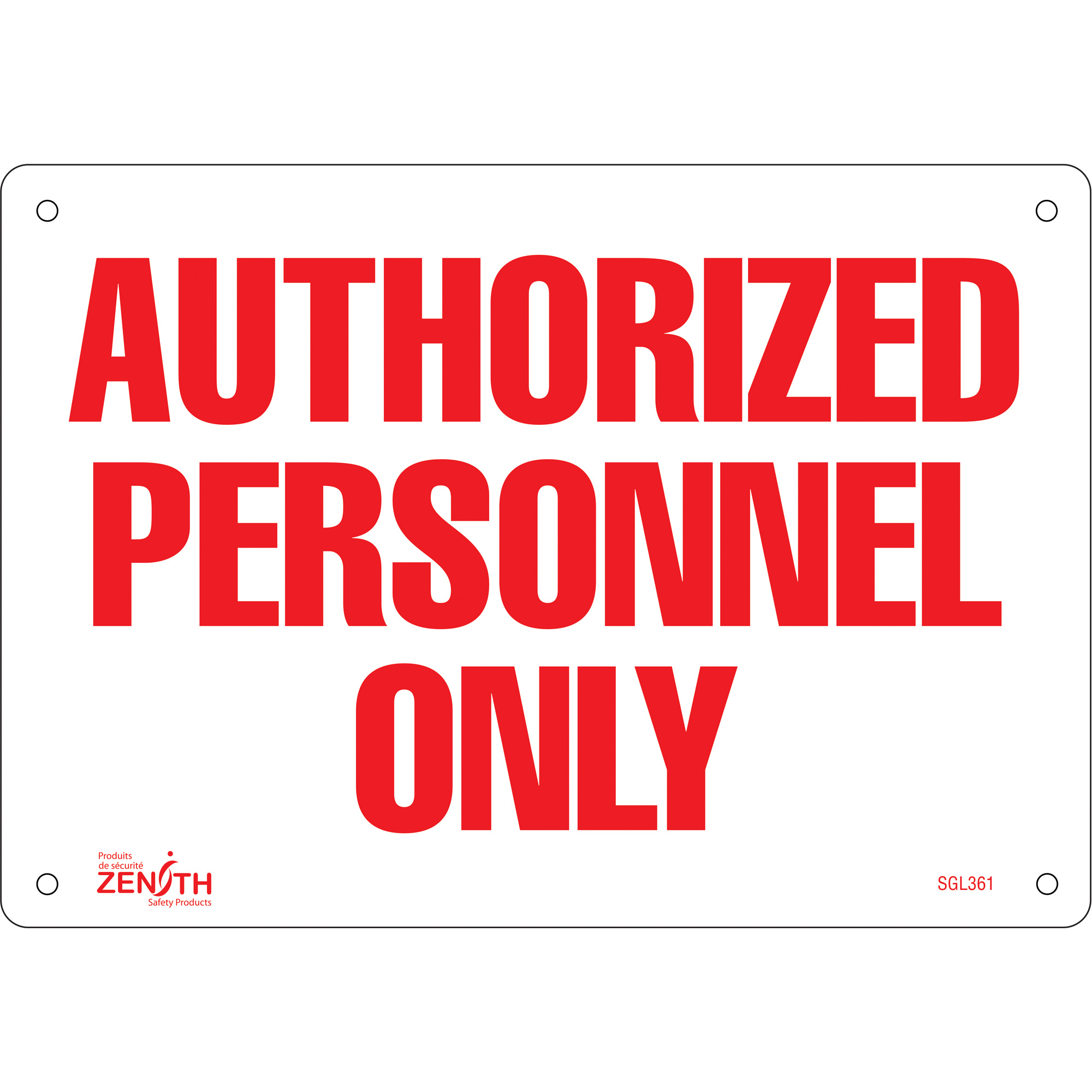 Enseigne «Authorized Personnel Only», 7" x 10", Aluminium, Anglais