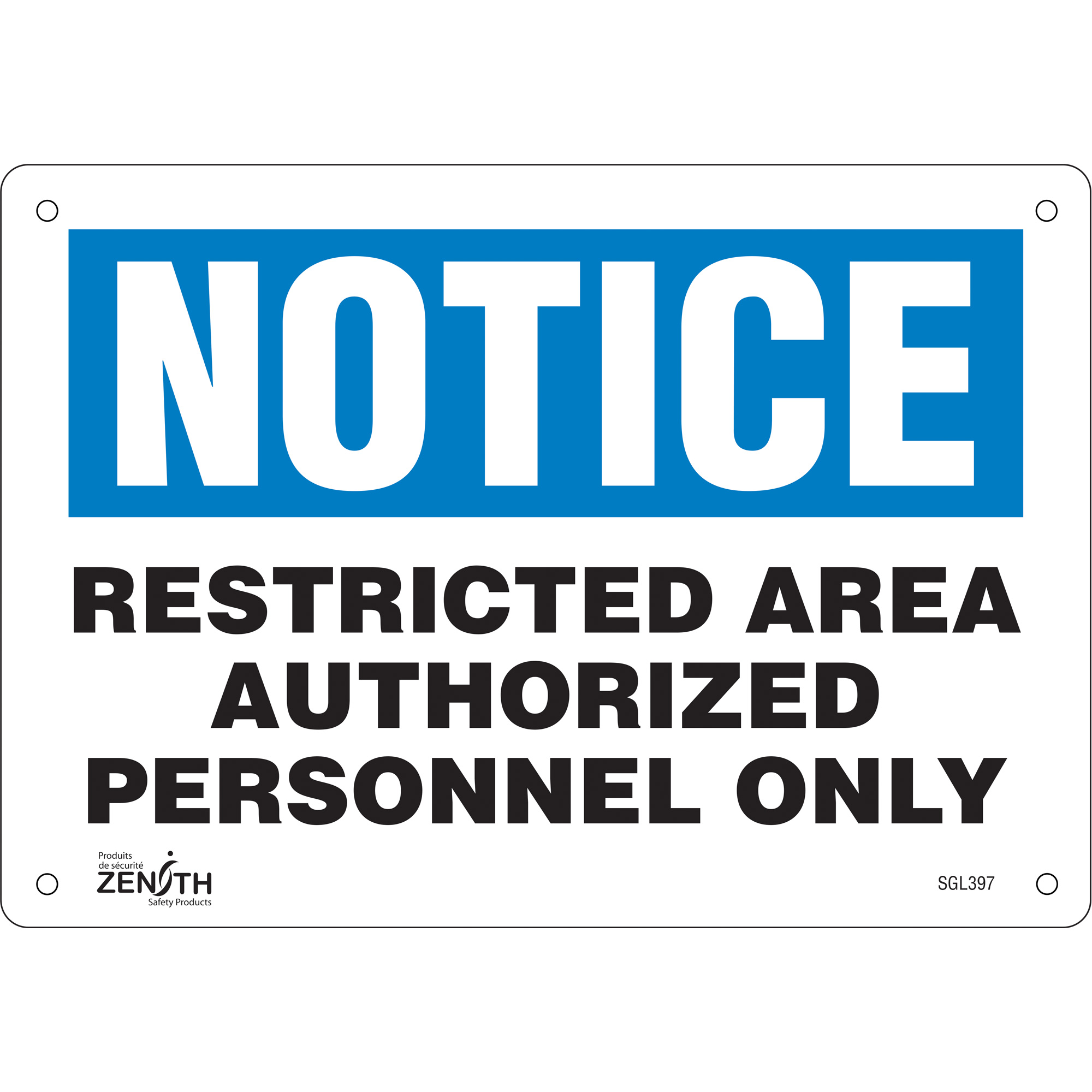 Enseigne «Authorized Personnel Only», 7" x 10", Aluminium, Anglais