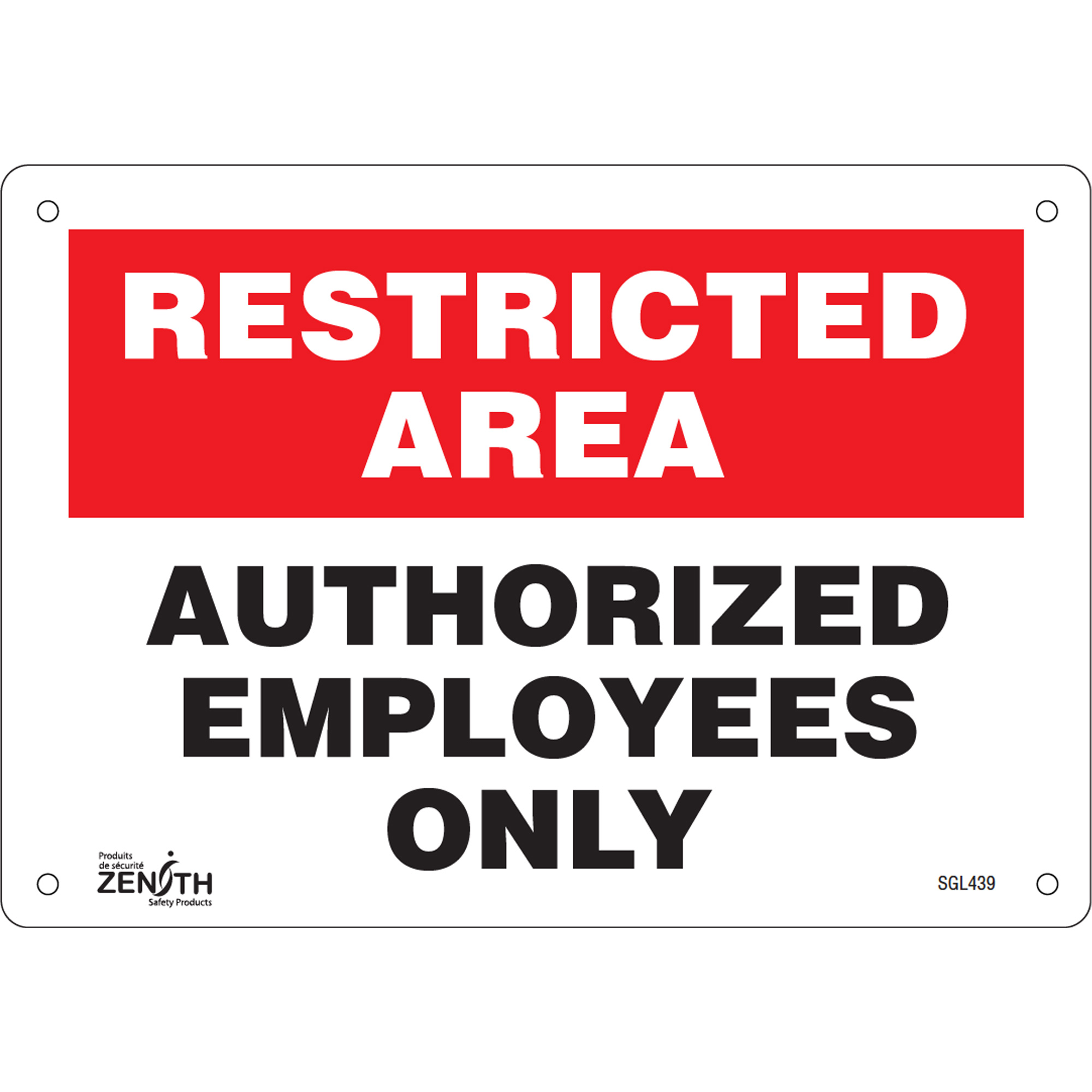 Enseigne «Authorized Personnel Only», 7" x 10", Aluminium, Anglais