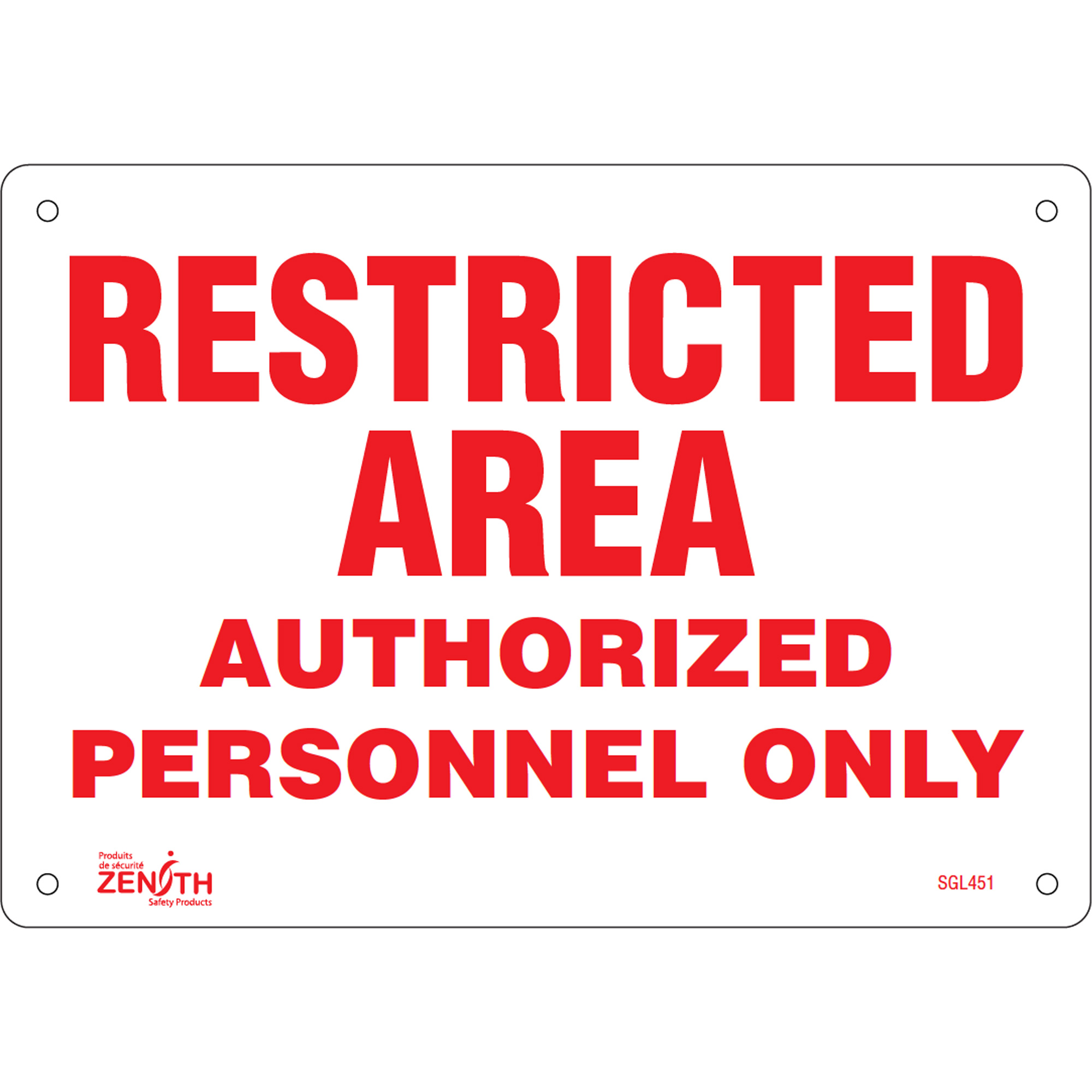 Enseigne «Authorized Personnel Only», 7" x 10", Aluminium, Anglais