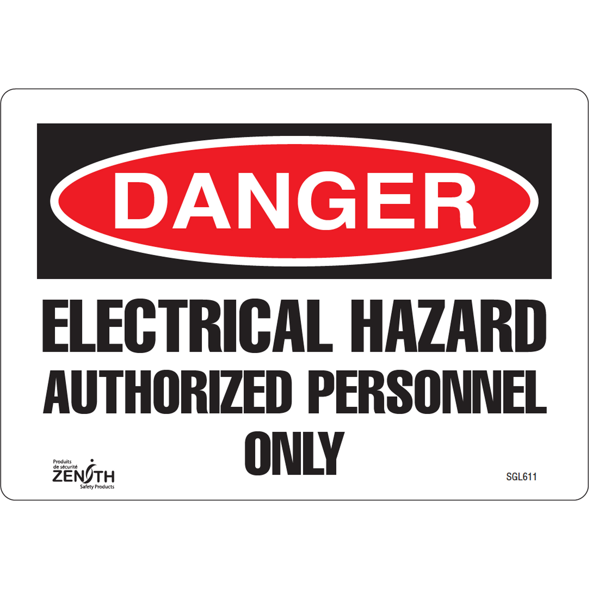 Enseigne «Authorized Personnel Only», 7" x 10", Vinyle, Anglais