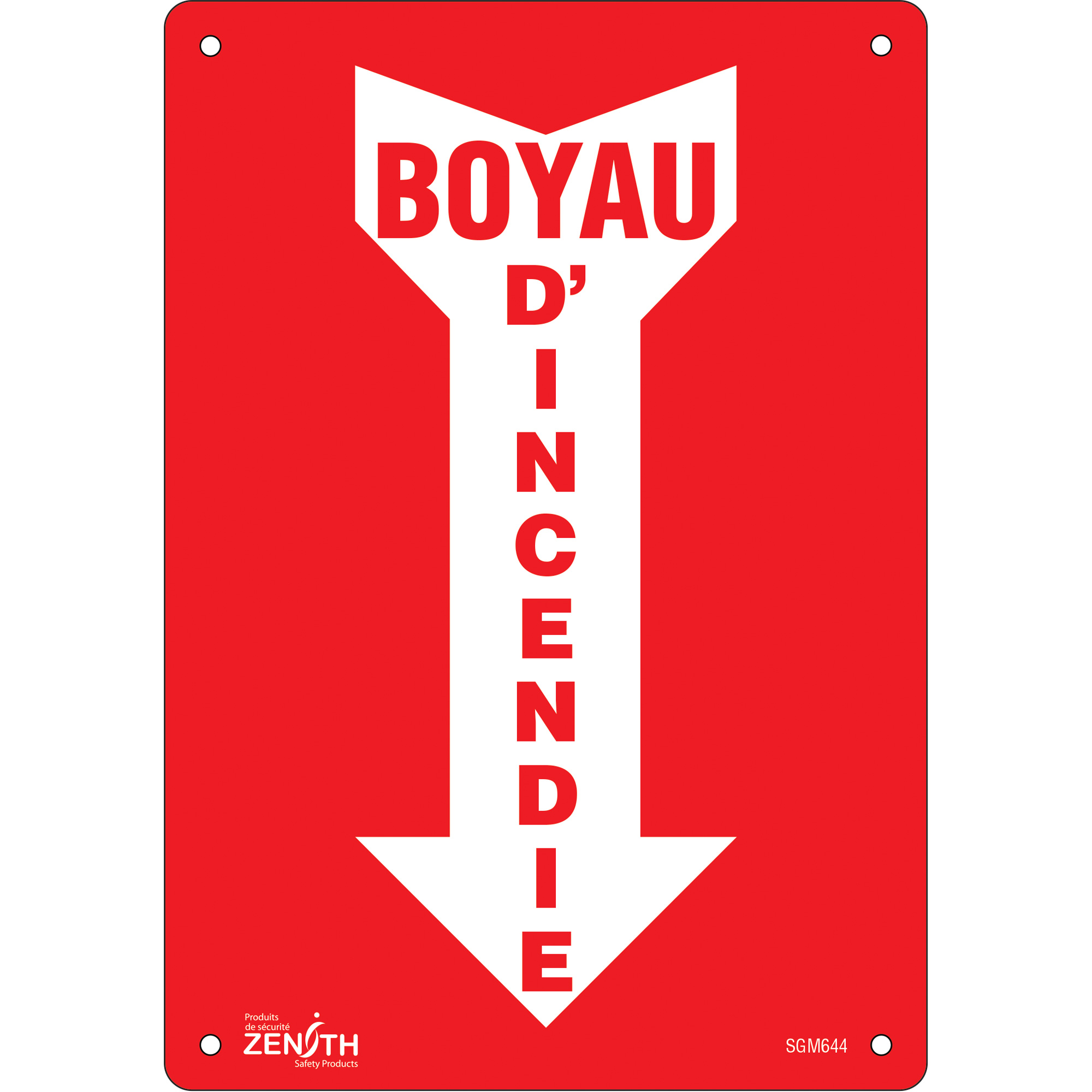 Enseigne avec flèche «Boyau D'Incendie», 10" x 7", Plastique, Français avec pictogramme