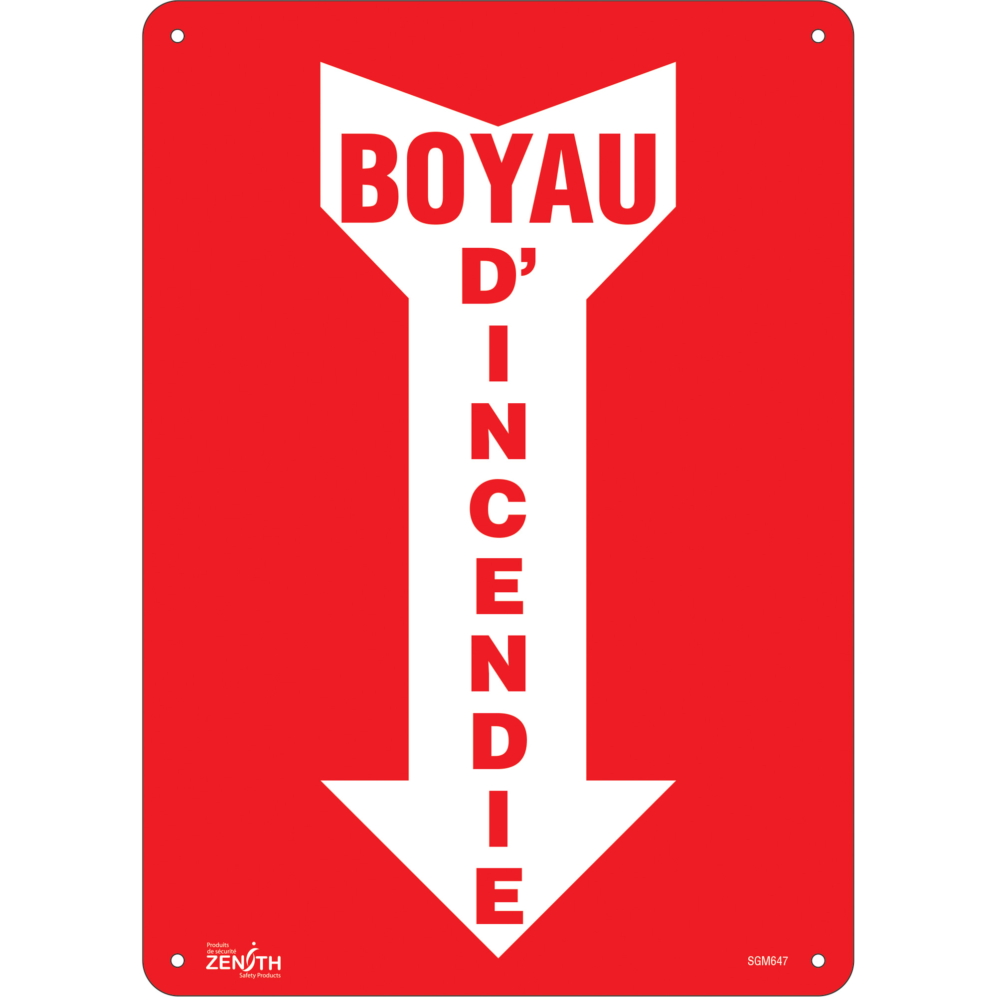 Enseigne avec flèche «Boyau D'Incendie», 14" x 10", Plastique, Français avec pictogramme