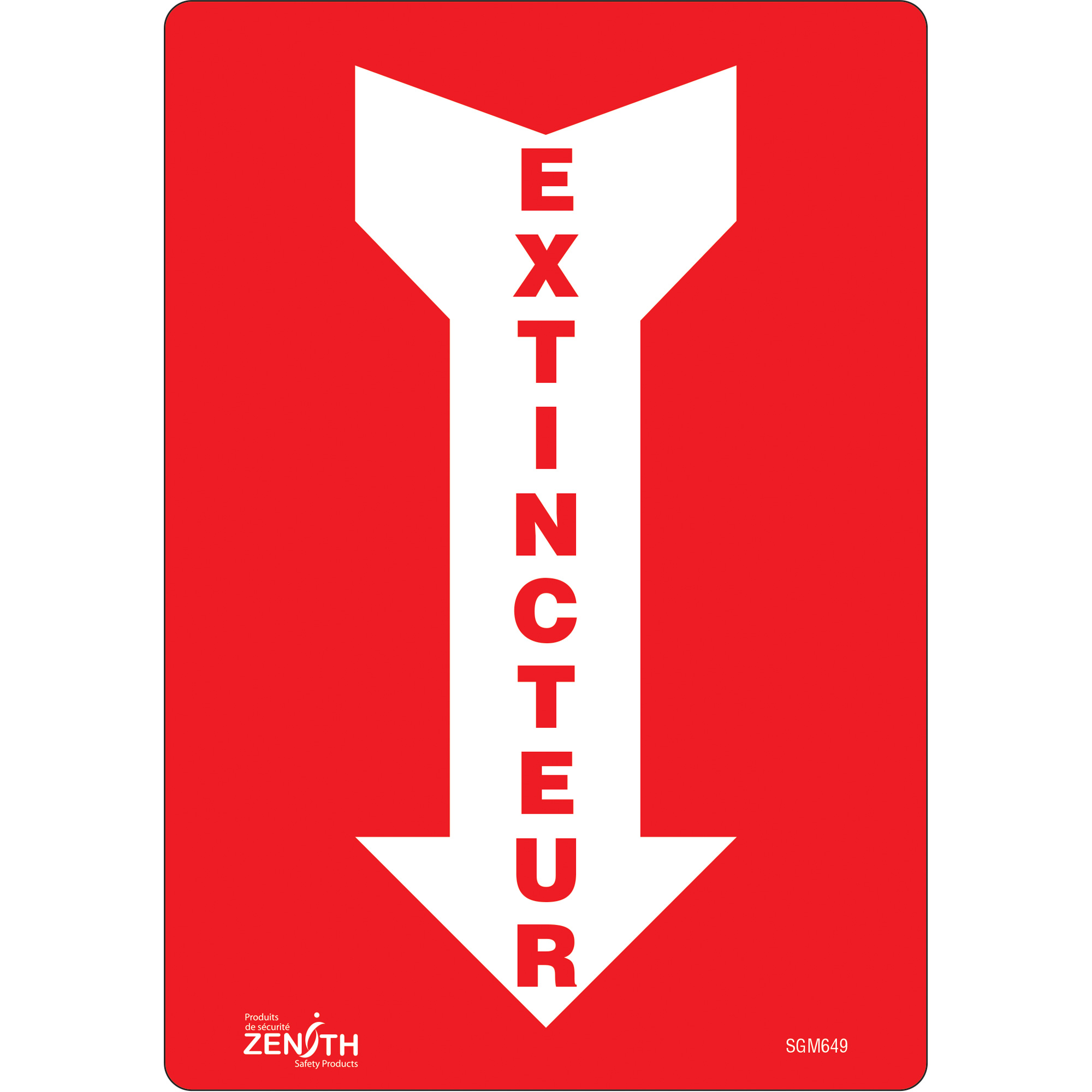 Enseigne avec flèche «Extincteur», 10" x 7", Vinyle, Français avec pictogramme