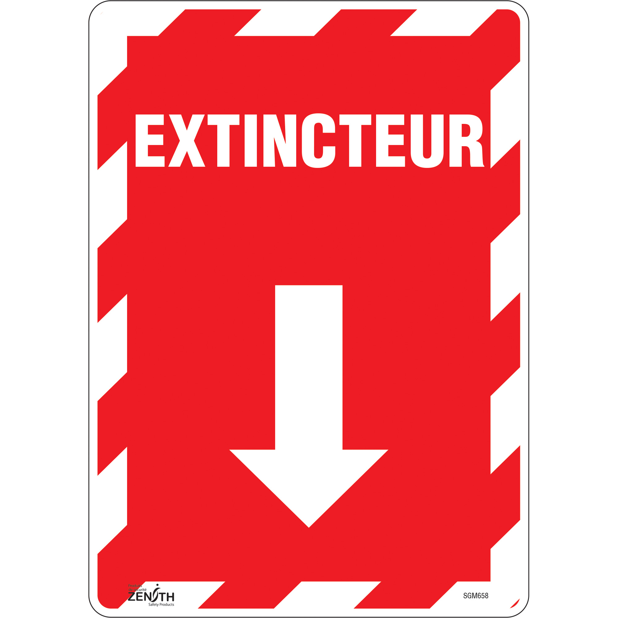 Enseigne avec flèche «Extincteur», 14" x 10", Vinyle, Français avec pictogramme