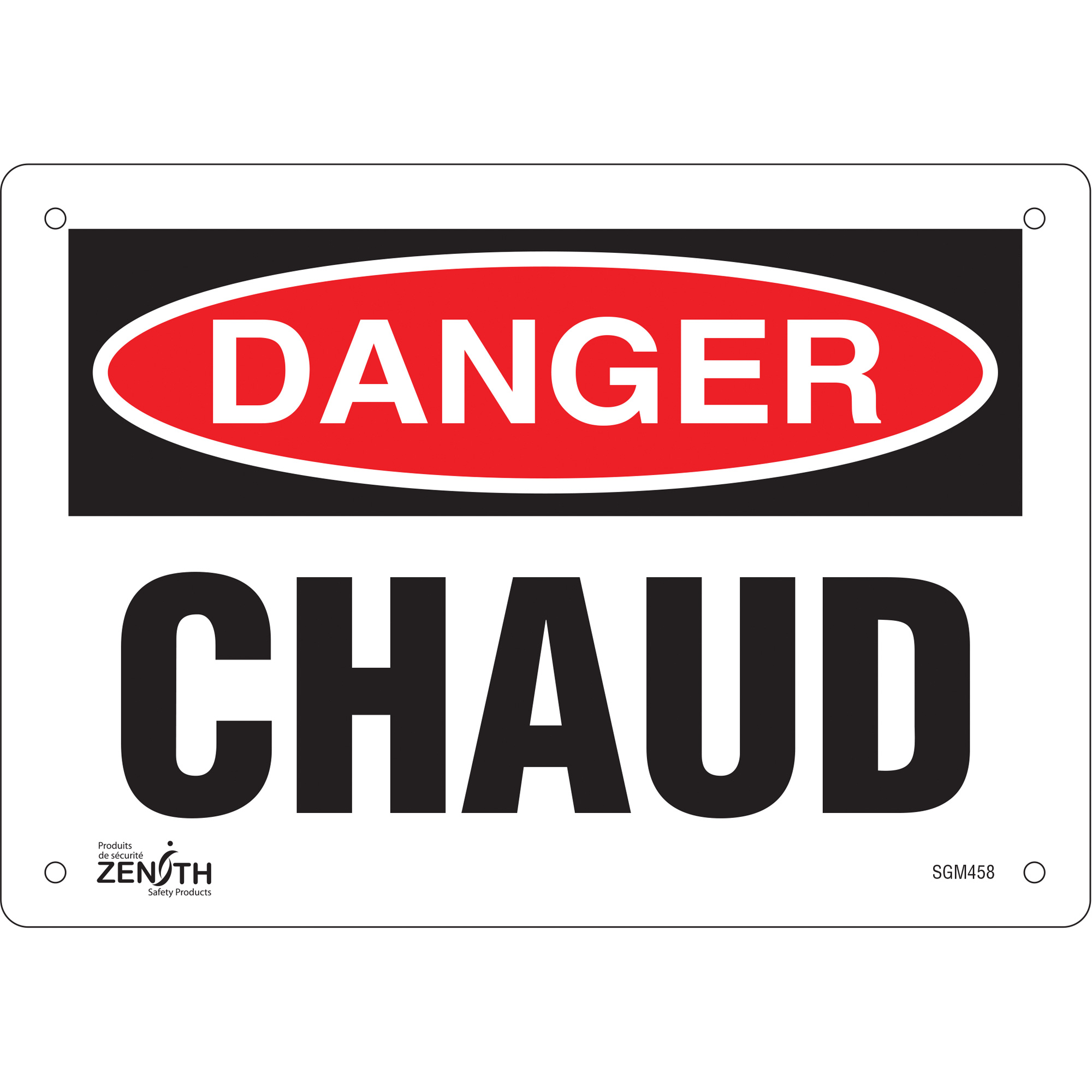 Enseigne «Chaud», 7" x 10", Plastique, Français