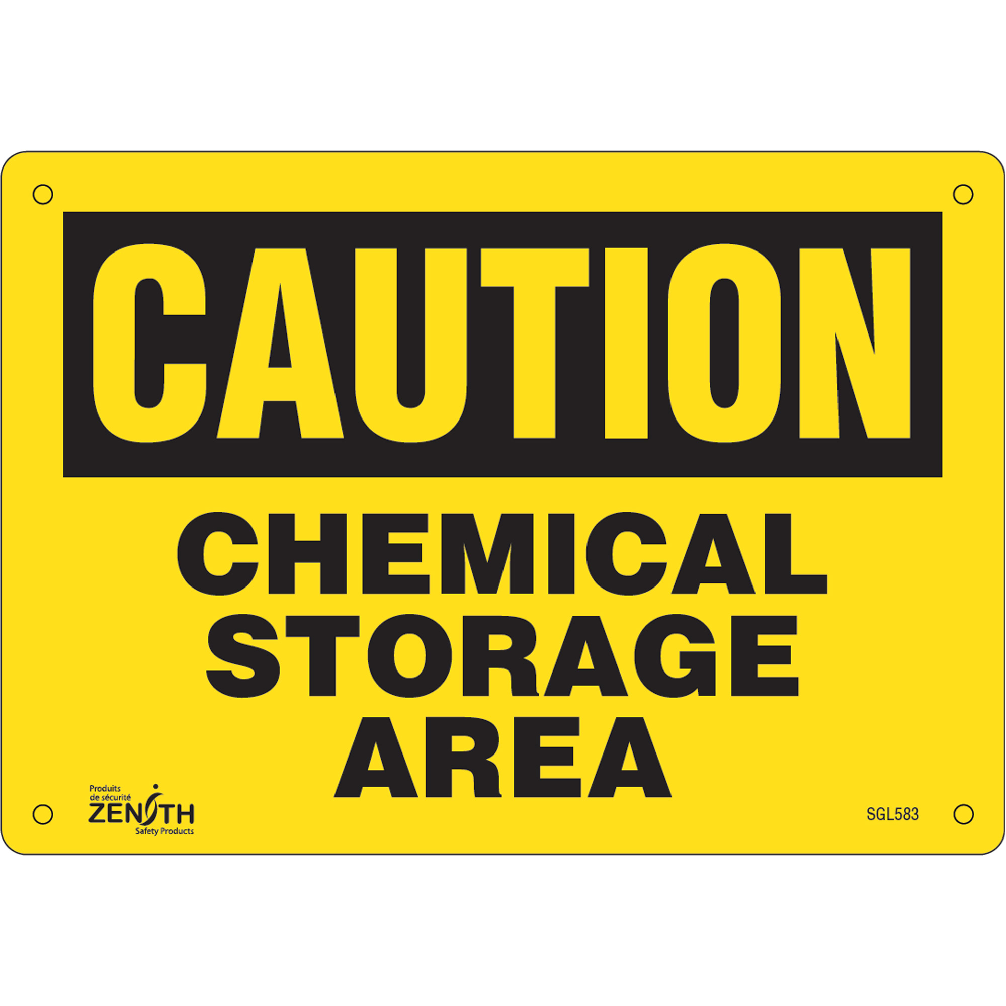 Enseigne «Chemical Storage Area», 7" x 10", Aluminium, Anglais