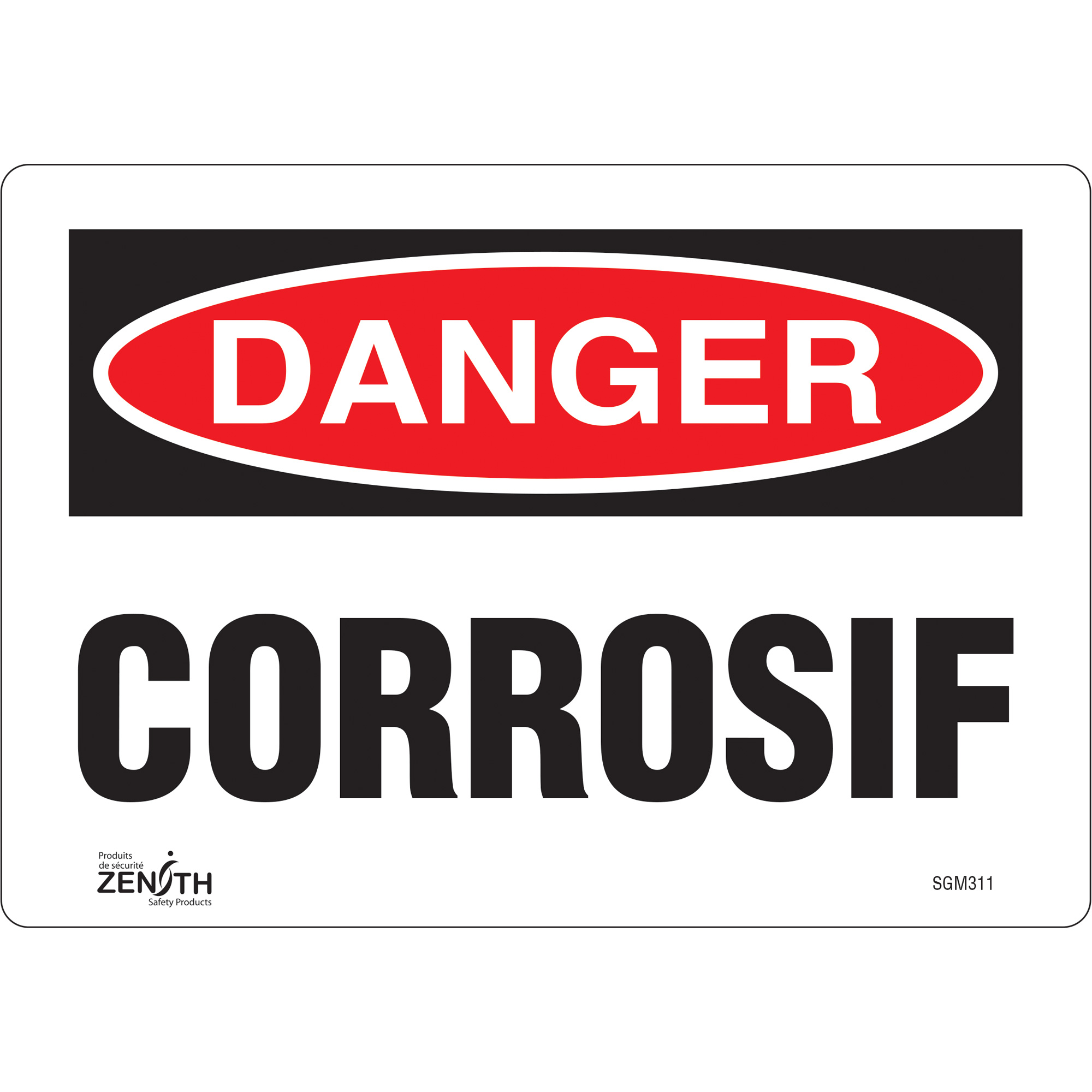 Enseigne «Corrosif», 7" x 10", Vinyle, Français