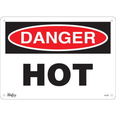 Enseigne «Danger Hot», 10" x 14", Aluminium, Anglais
