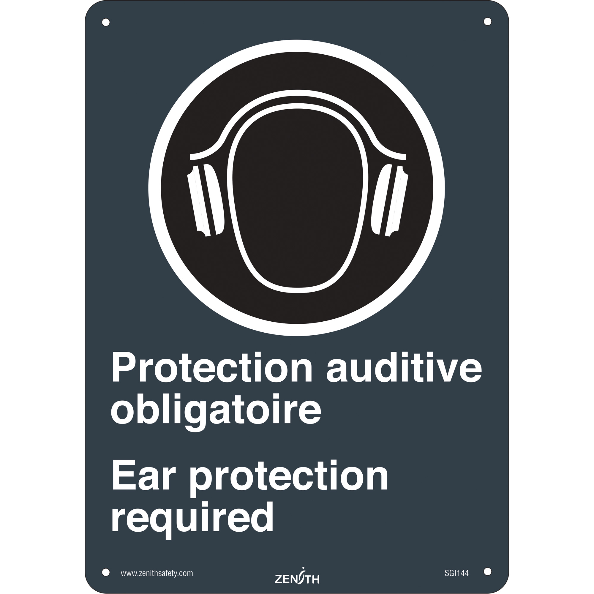 Enseigne de sécurité conforme à la CSA - Ear Protection / Protection Auditive, 14" x 10", Plastique, Bilingue avec pictogramme