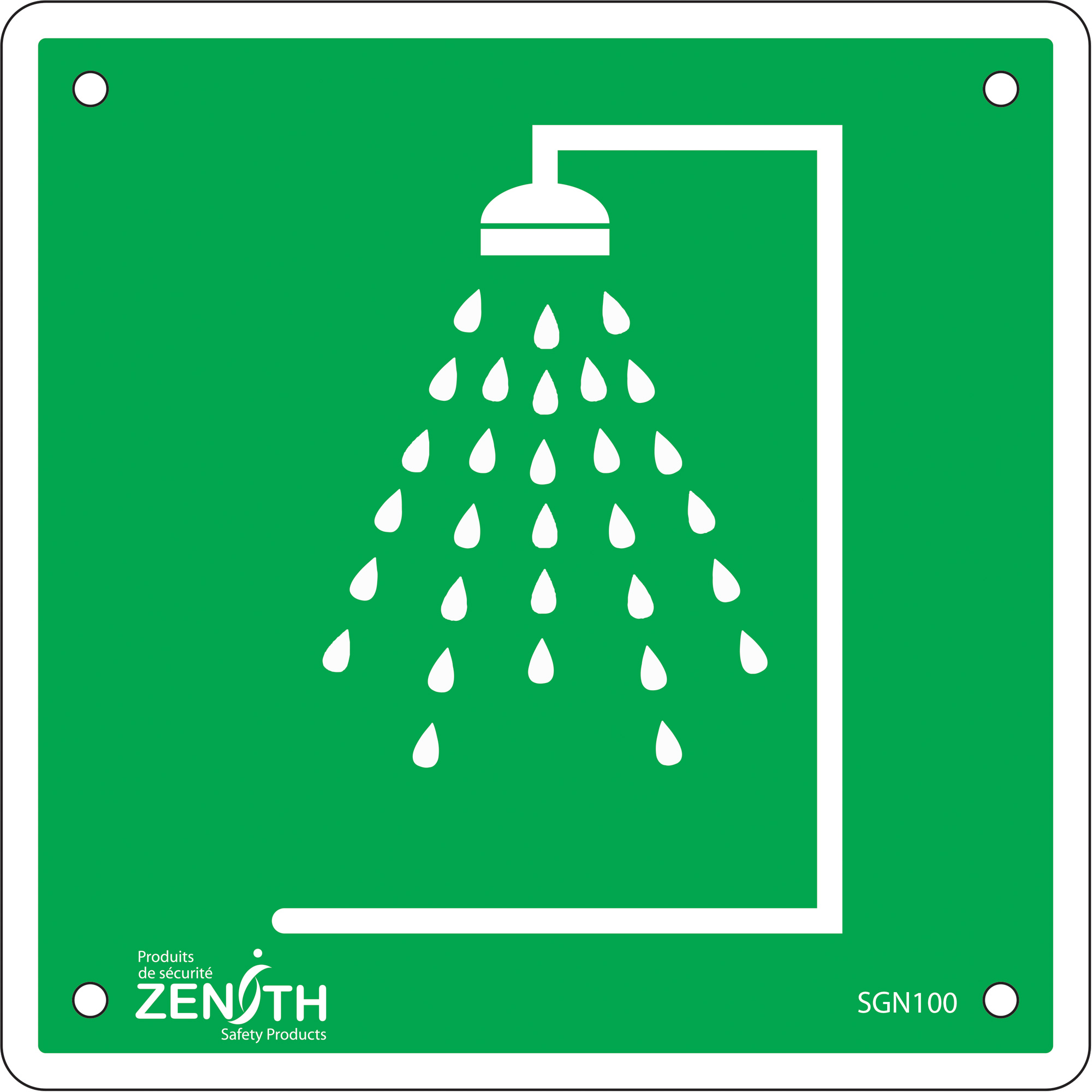 Enseigne de sécurité conforme à la CSA - Emergency Shower, 6" x 6", Plastique, Pictogramme