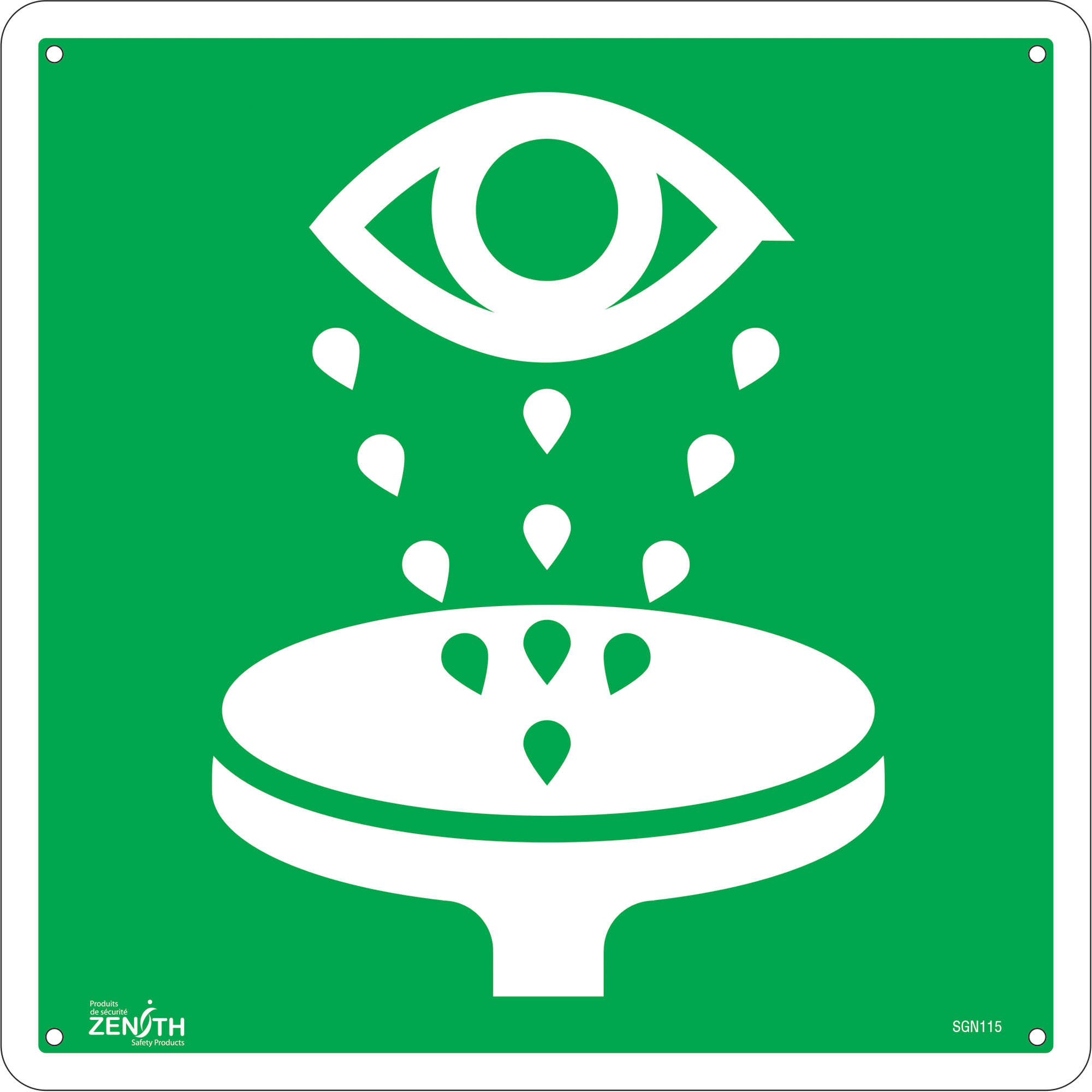Enseigne de sécurité conforme à la CSA - Eye Wash, 12" x 12", Plastique, Pictogramme