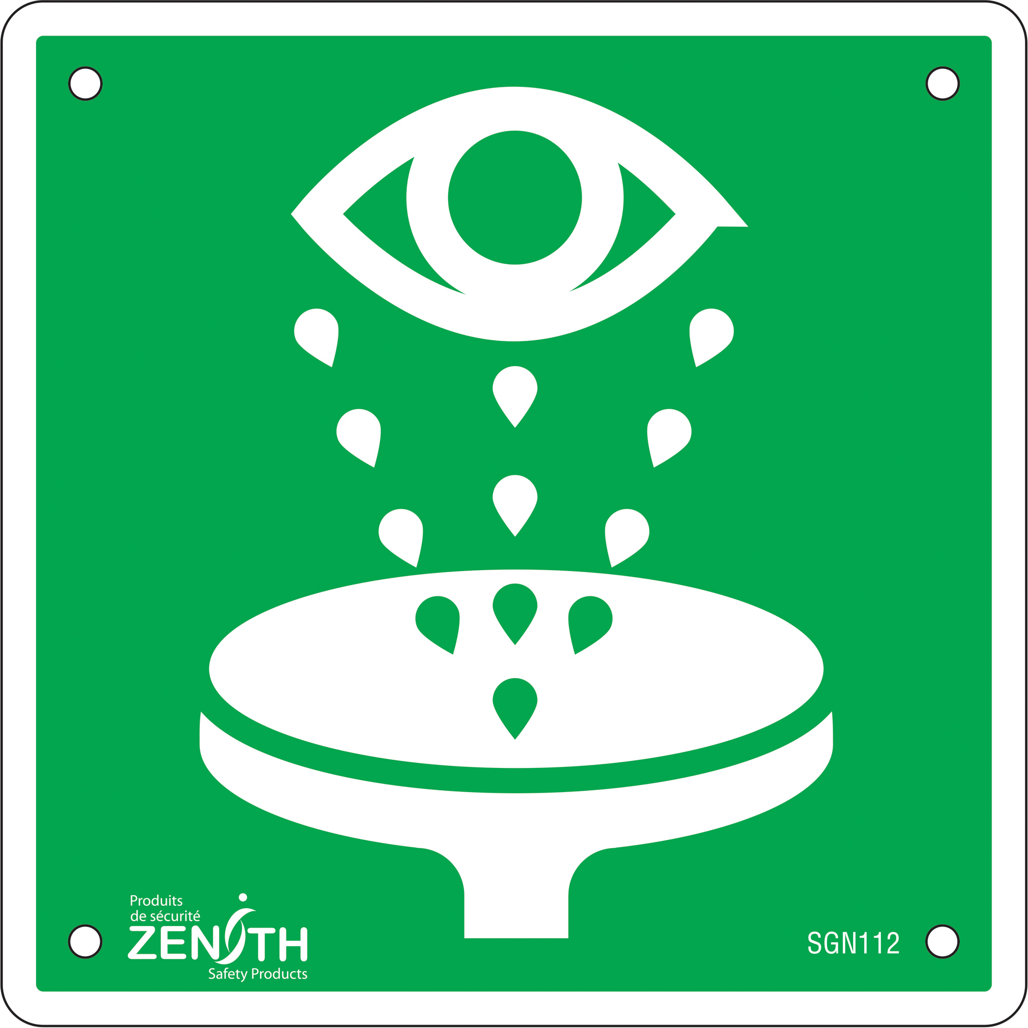 Enseigne de sécurité conforme à la CSA - Eye Wash, 6" x 6", Plastique, Pictogramme