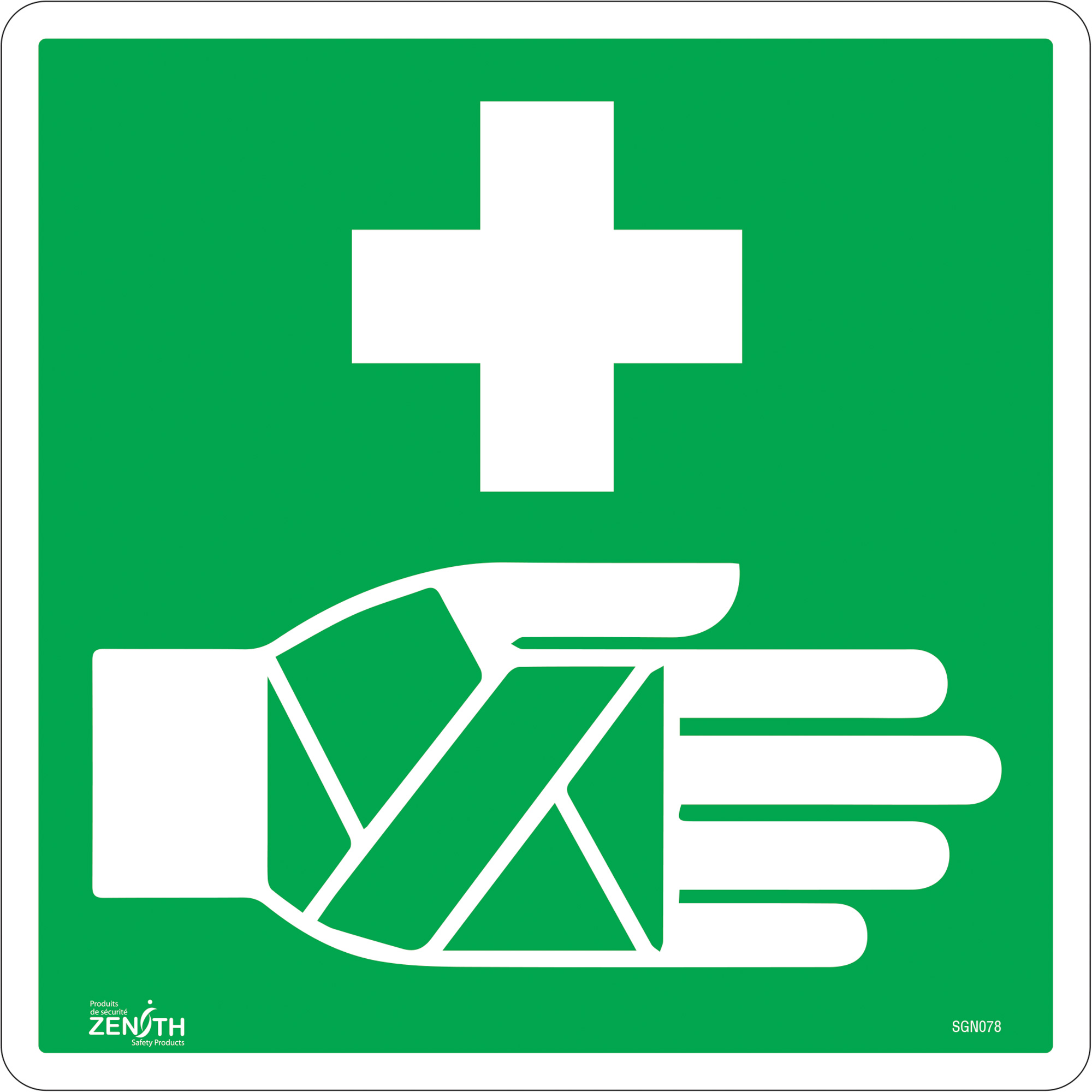 Enseigne de sécurité conforme à la CSA - First Aid, 12" x 12", Vinyle, Pictogramme