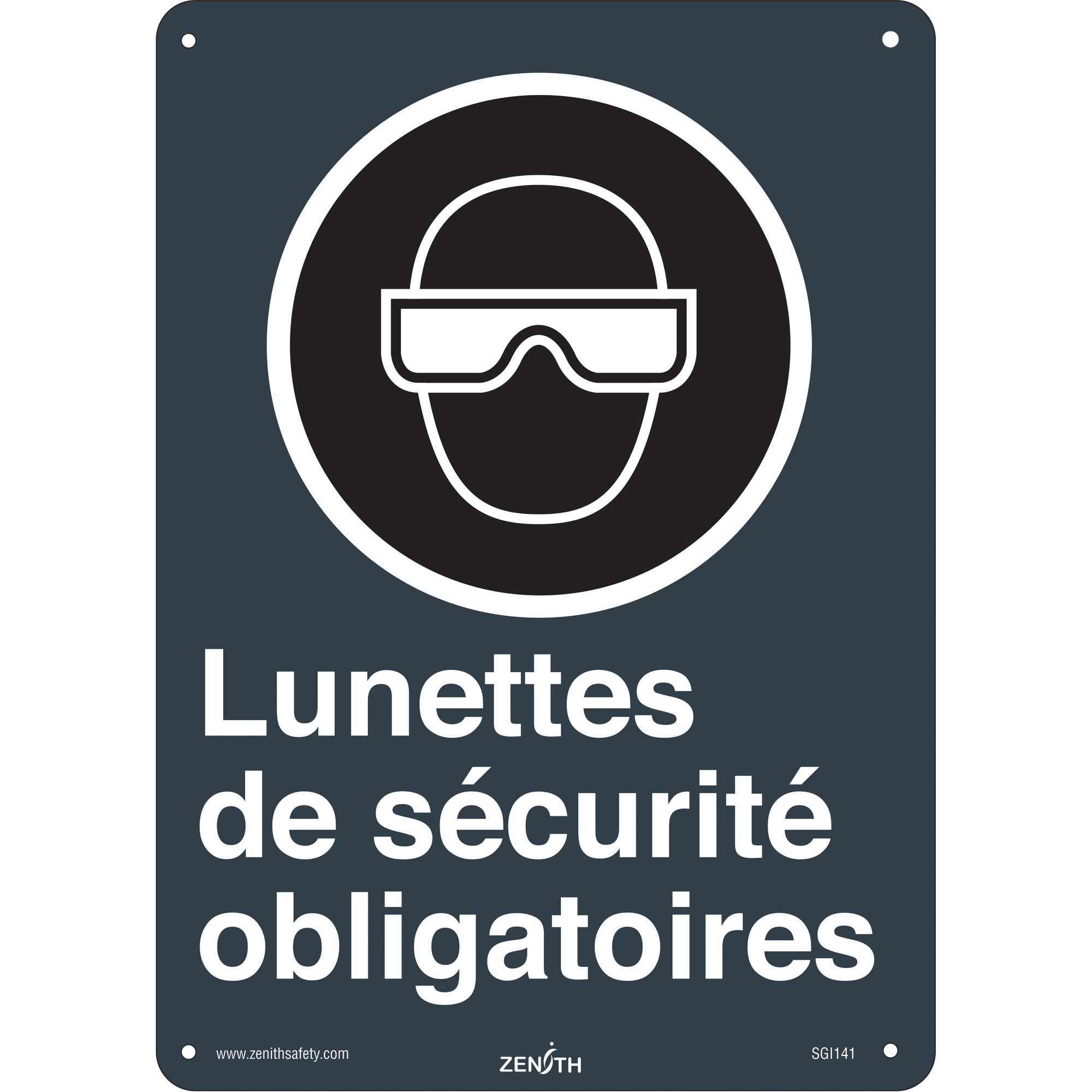 Enseigne de sécurité conforme à la CSA - Lunettes de sécurité, 14" x 10", Plastique, Français avec pictogramme
