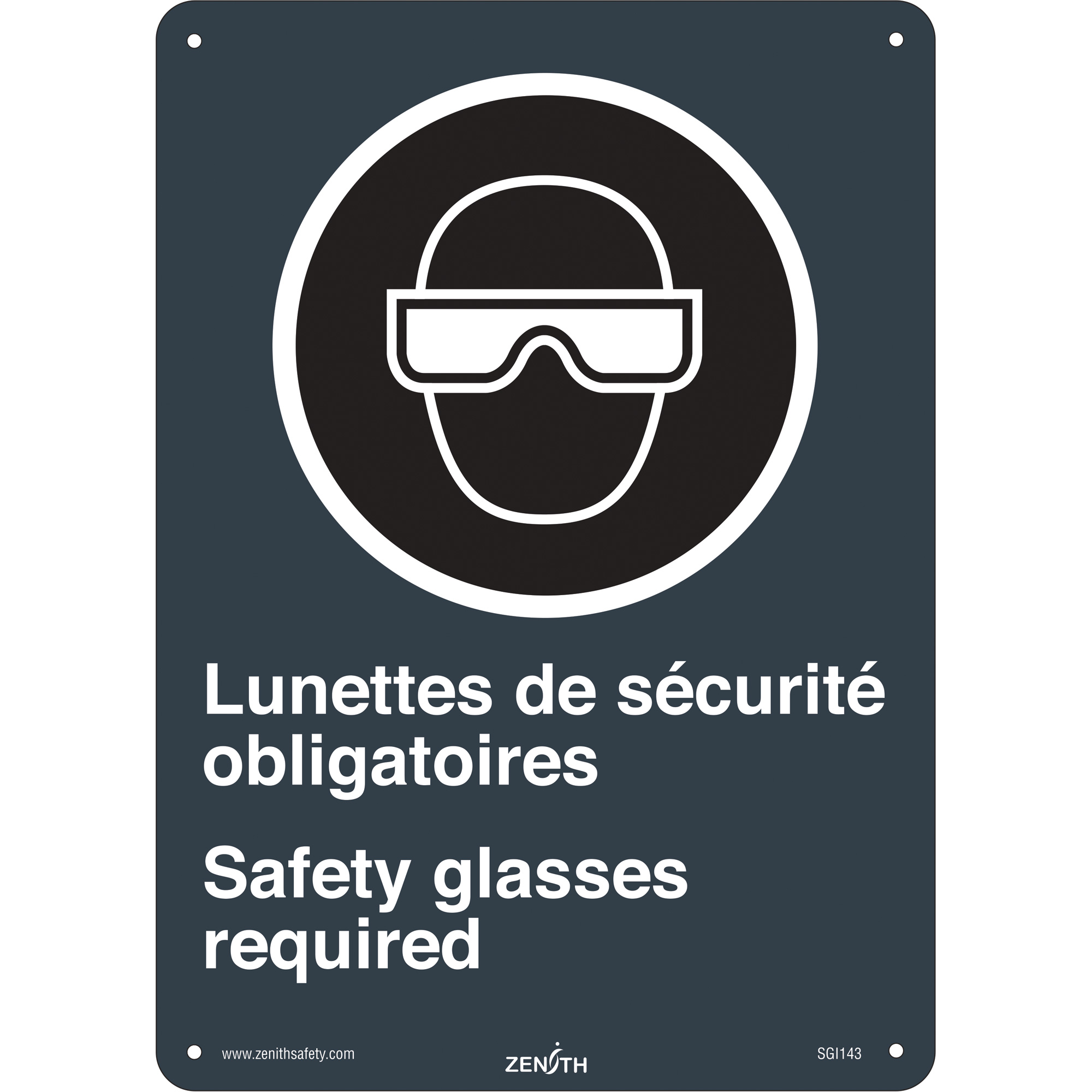 Enseigne de sécurité conforme à la CSA - Lunettes de Sécurité / Safety Glasses, 14" x 10", Plastique, Bilingue avec pictogramme