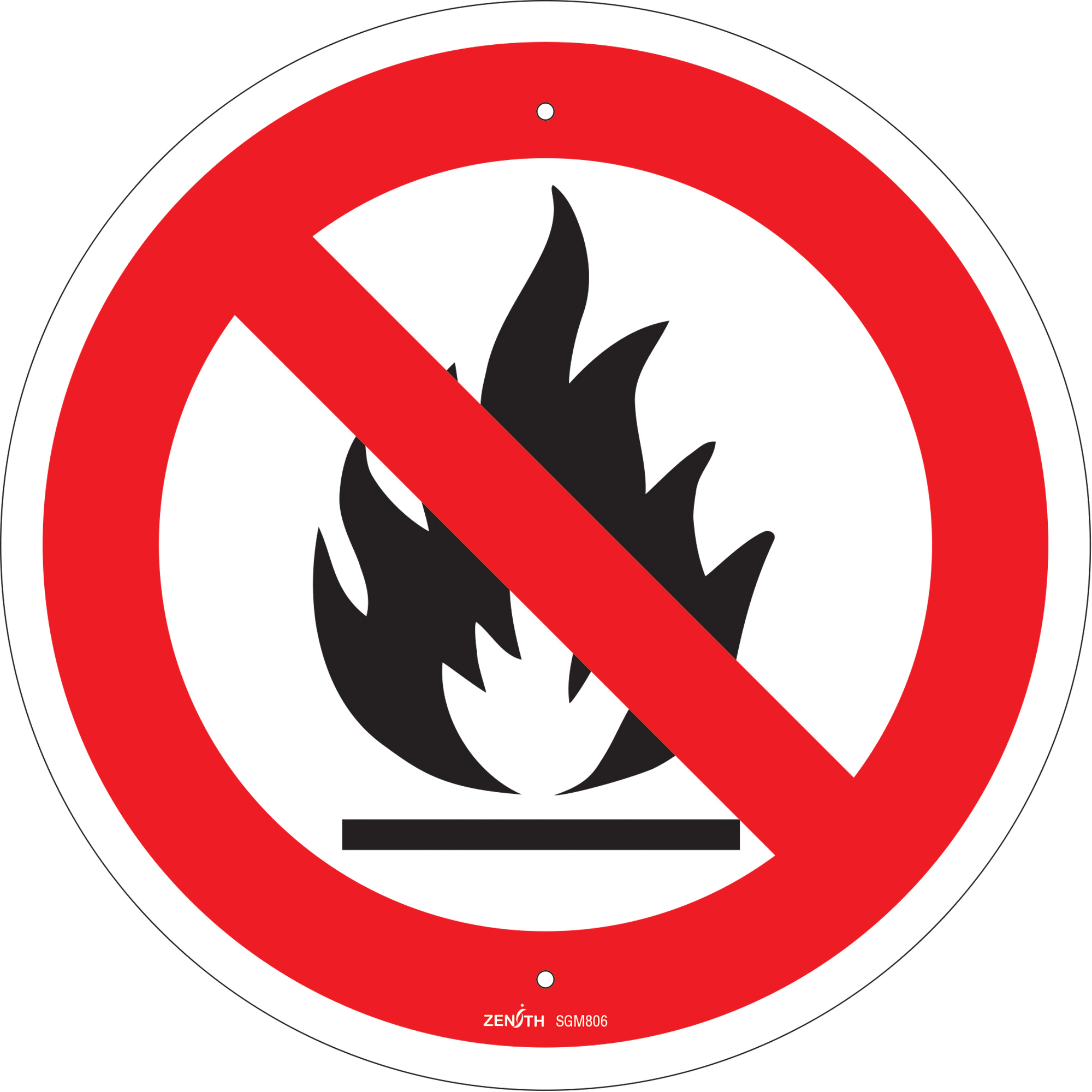 Enseigne de sécurité conforme à la CSA - No Open Flames, 12" x 12", Plastique, Pictogramme