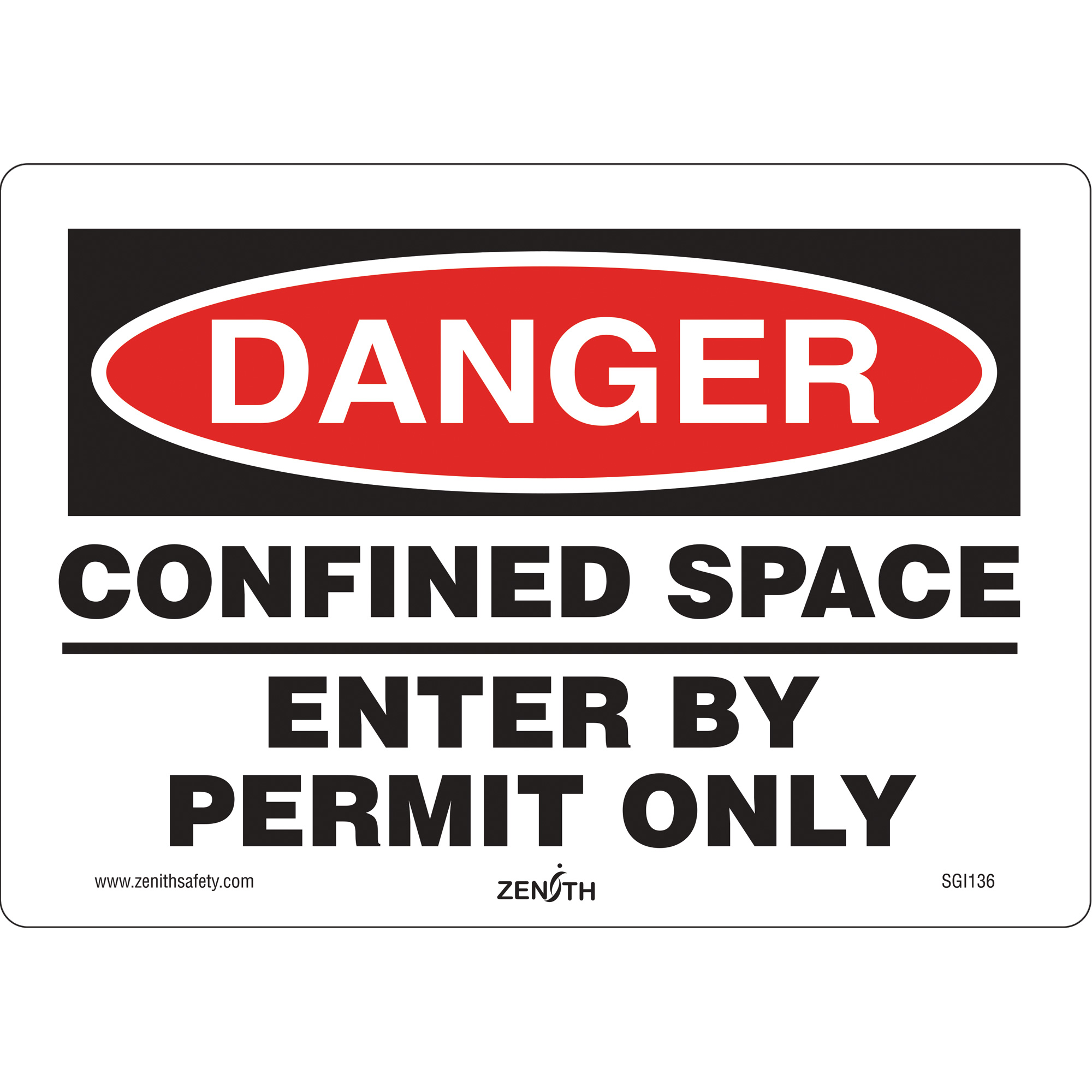 Enseigne de sécurité «Danger Confined Space», 7" x 10", Vinyle, Anglais