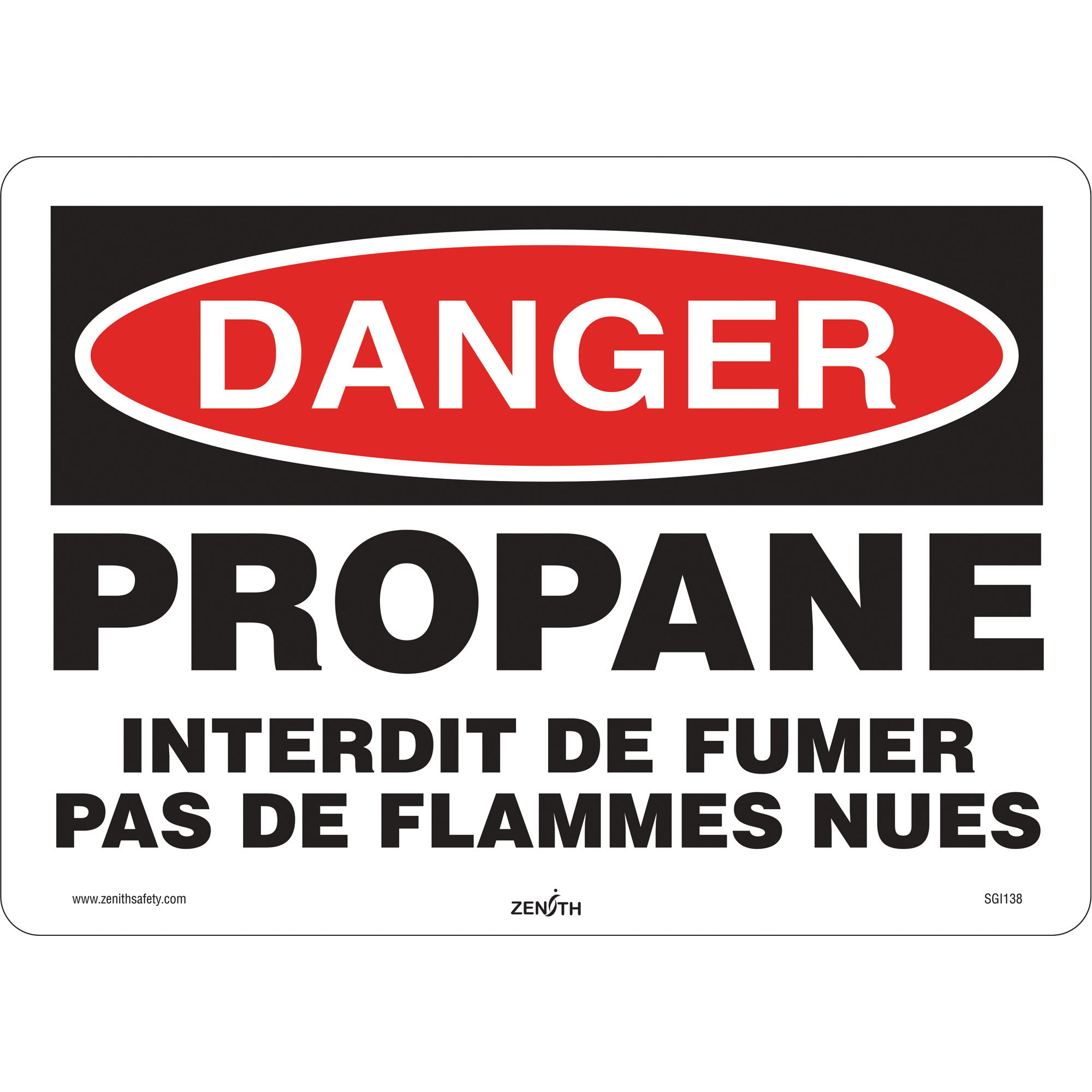 Enseigne de sécurité «Danger Propane», 10" x 14", Vinyle, Français