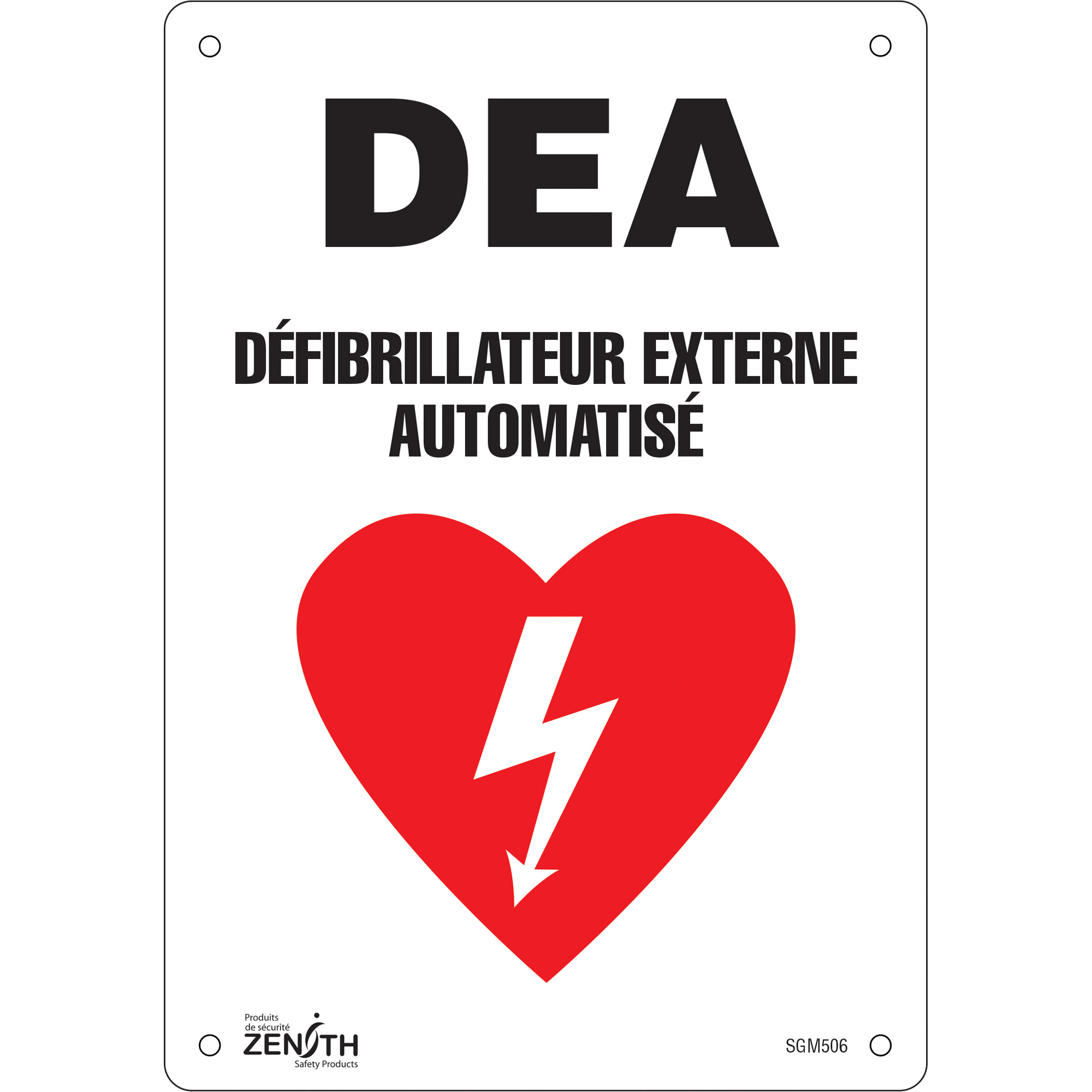 Enseigne «DEA», 10" x 7", Plastique, Français avec pictogramme