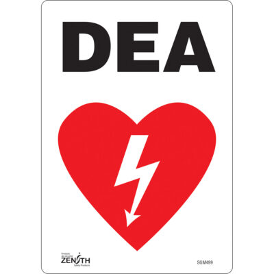 Enseigne «DEA», 10" x 7", Vinyle, Français avec pictogramme