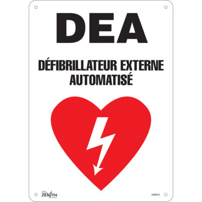 Enseigne «DEA», 14" x 10", Aluminium, Français avec pictogramme